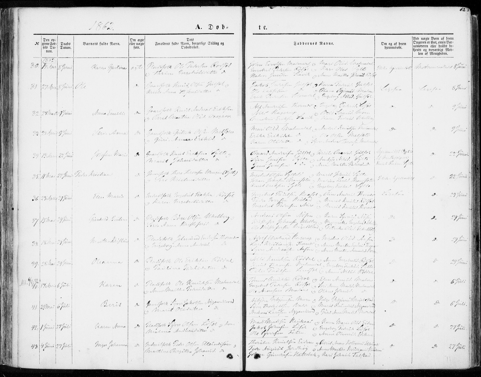 Ministerialprotokoller, klokkerbøker og fødselsregistre - Møre og Romsdal, AV/SAT-A-1454/565/L0748: Parish register (official) no. 565A02, 1845-1872, p. 62