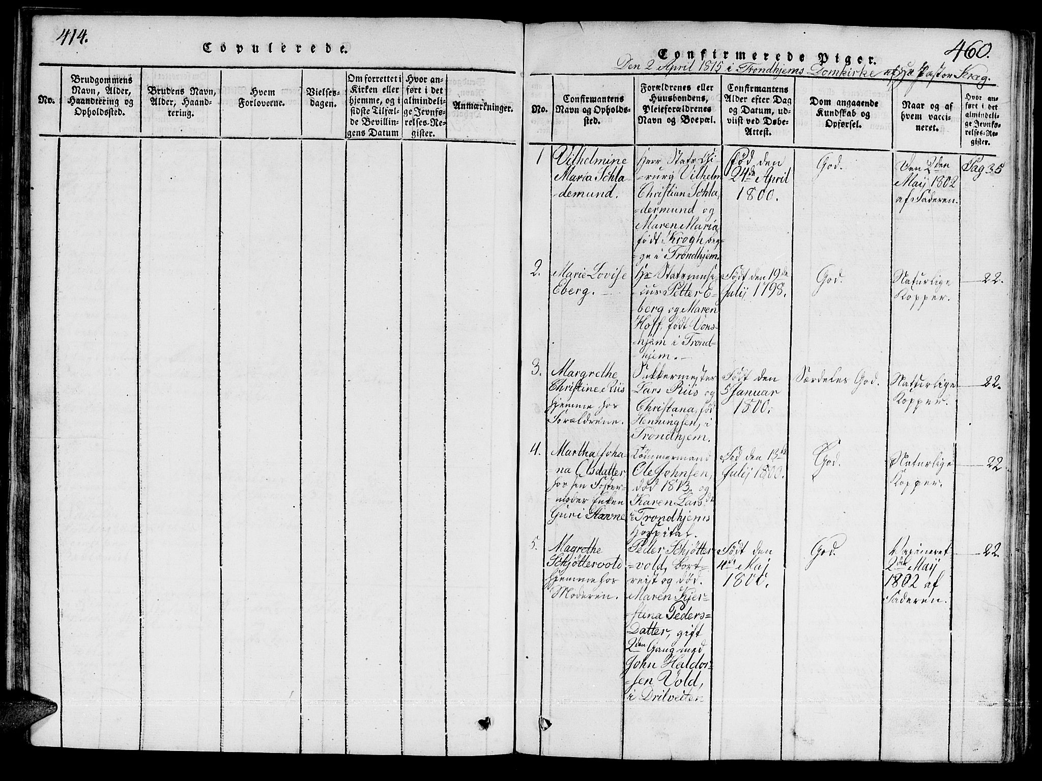 Ministerialprotokoller, klokkerbøker og fødselsregistre - Sør-Trøndelag, SAT/A-1456/601/L0043: Parish register (official) no. 601A11, 1815-1821, p. 414-460