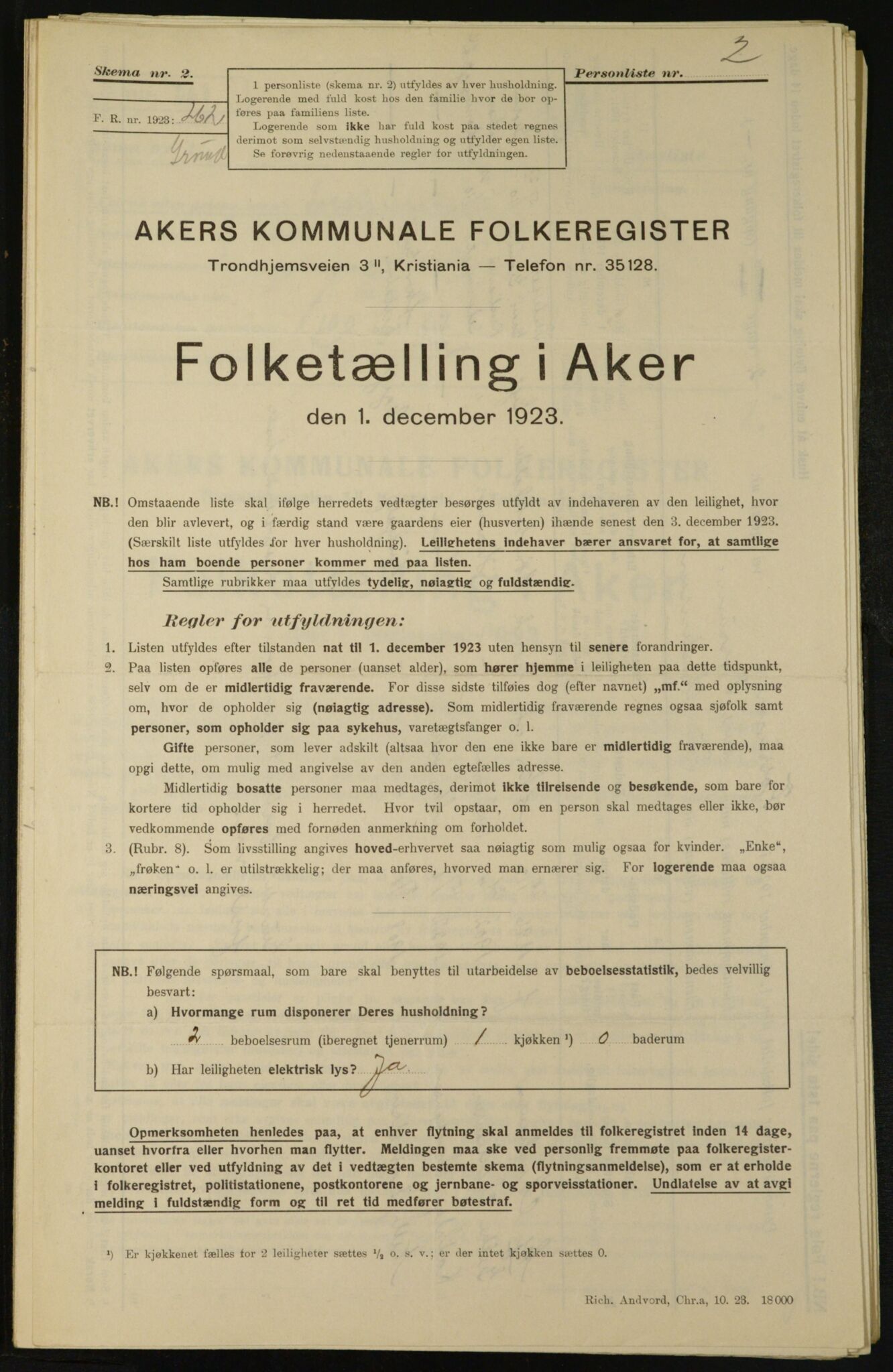 , Municipal Census 1923 for Aker, 1923, p. 23920