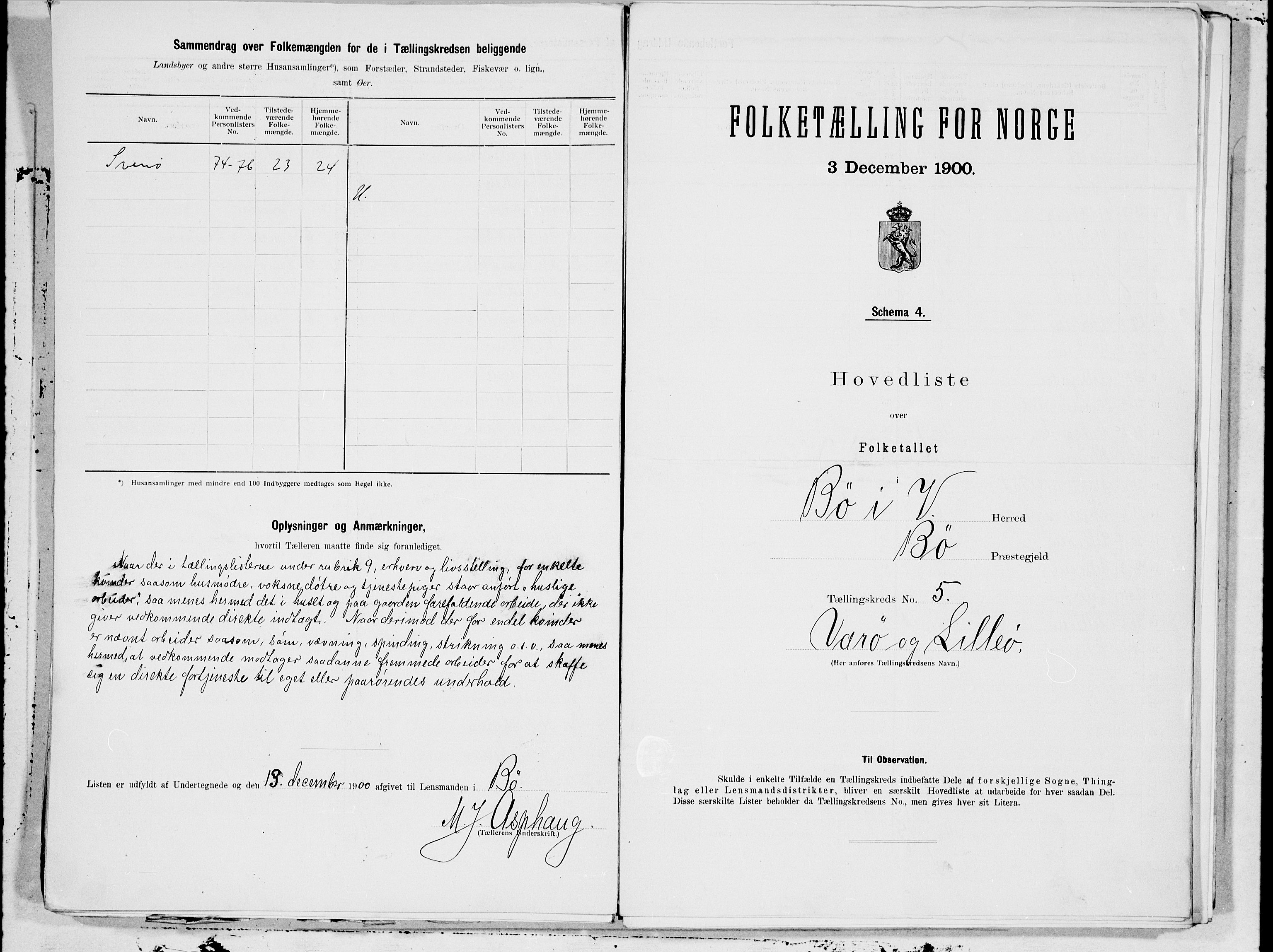 SAT, 1900 census for Bø, 1900, p. 10