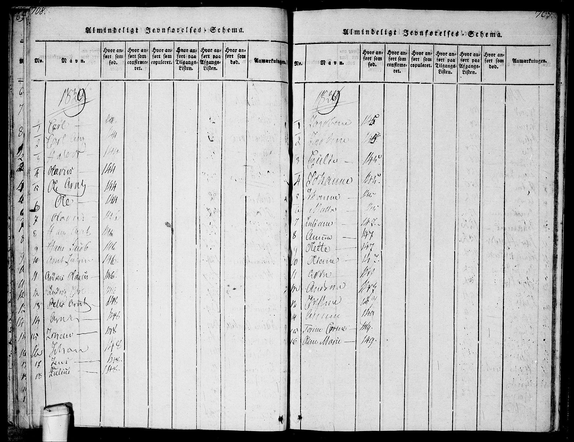 Hvaler prestekontor Kirkebøker, SAO/A-2001/F/Fa/L0005: Parish register (official) no. I 5, 1816-1845, p. 708-709