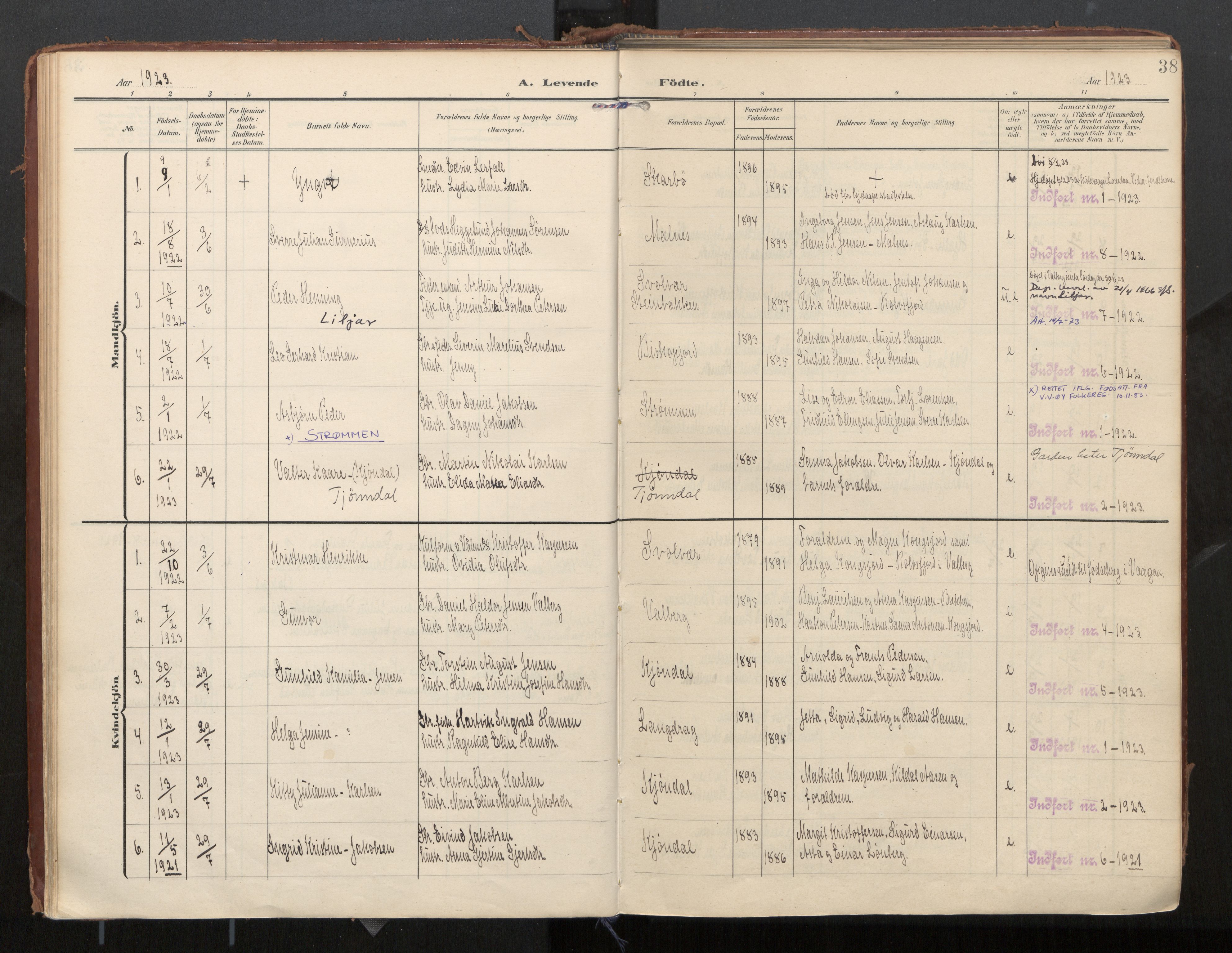 Ministerialprotokoller, klokkerbøker og fødselsregistre - Nordland, SAT/A-1459/884/L1194: Parish register (official) no. 884A02, 1906-1937, p. 38