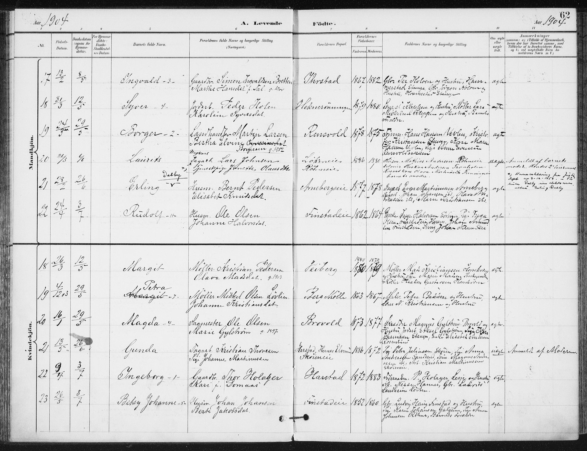 Romedal prestekontor, SAH/PREST-004/K/L0011: Parish register (official) no. 11, 1896-1912, p. 62