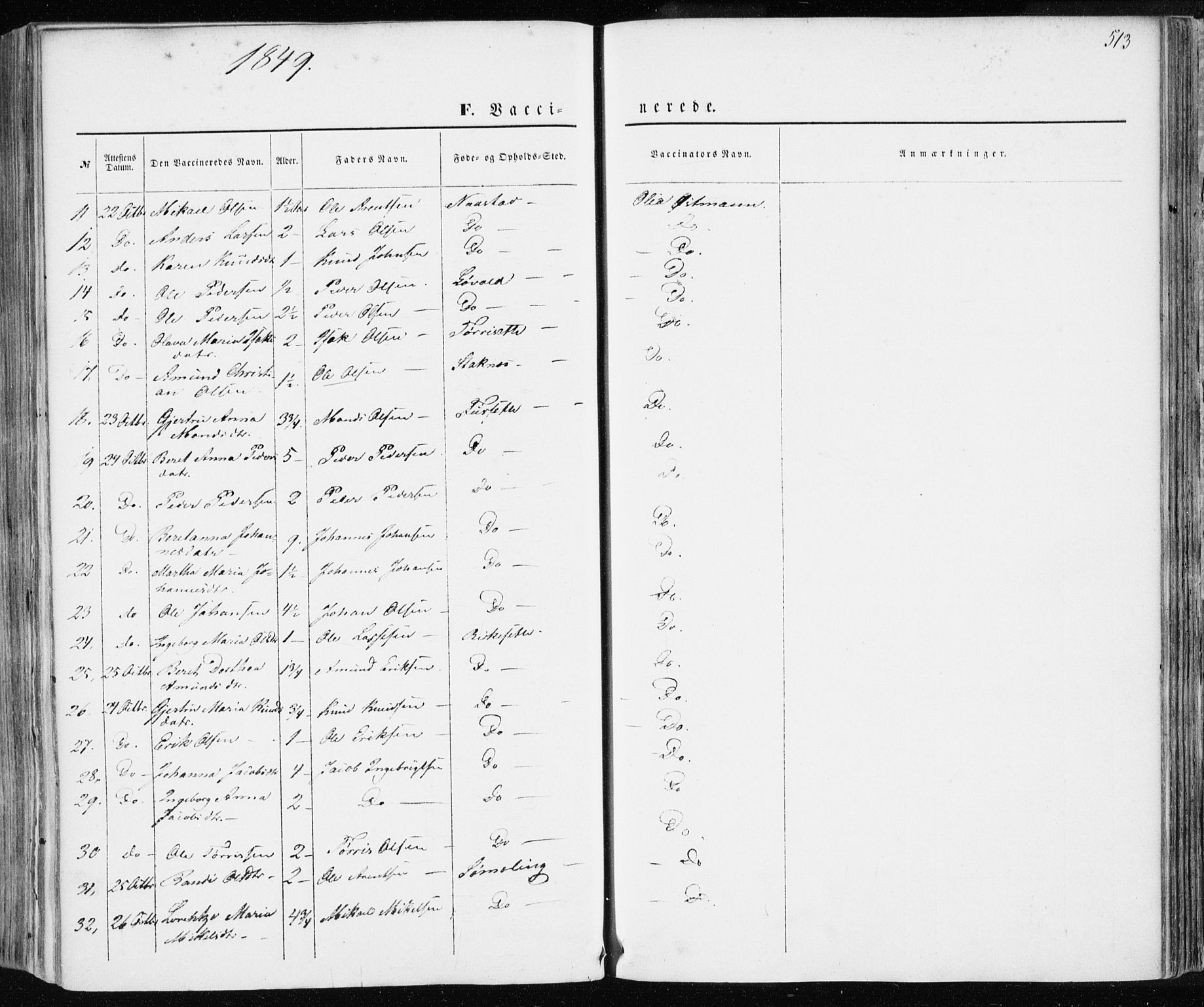 Ministerialprotokoller, klokkerbøker og fødselsregistre - Møre og Romsdal, AV/SAT-A-1454/586/L0984: Parish register (official) no. 586A10, 1844-1856, p. 513