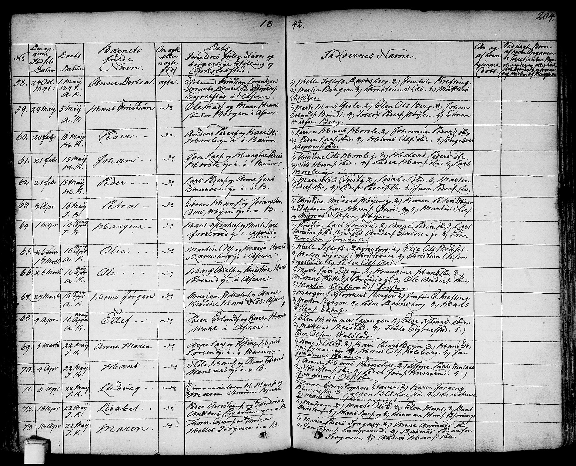 Asker prestekontor Kirkebøker, SAO/A-10256a/F/Fa/L0007: Parish register (official) no. I 7, 1825-1864, p. 204
