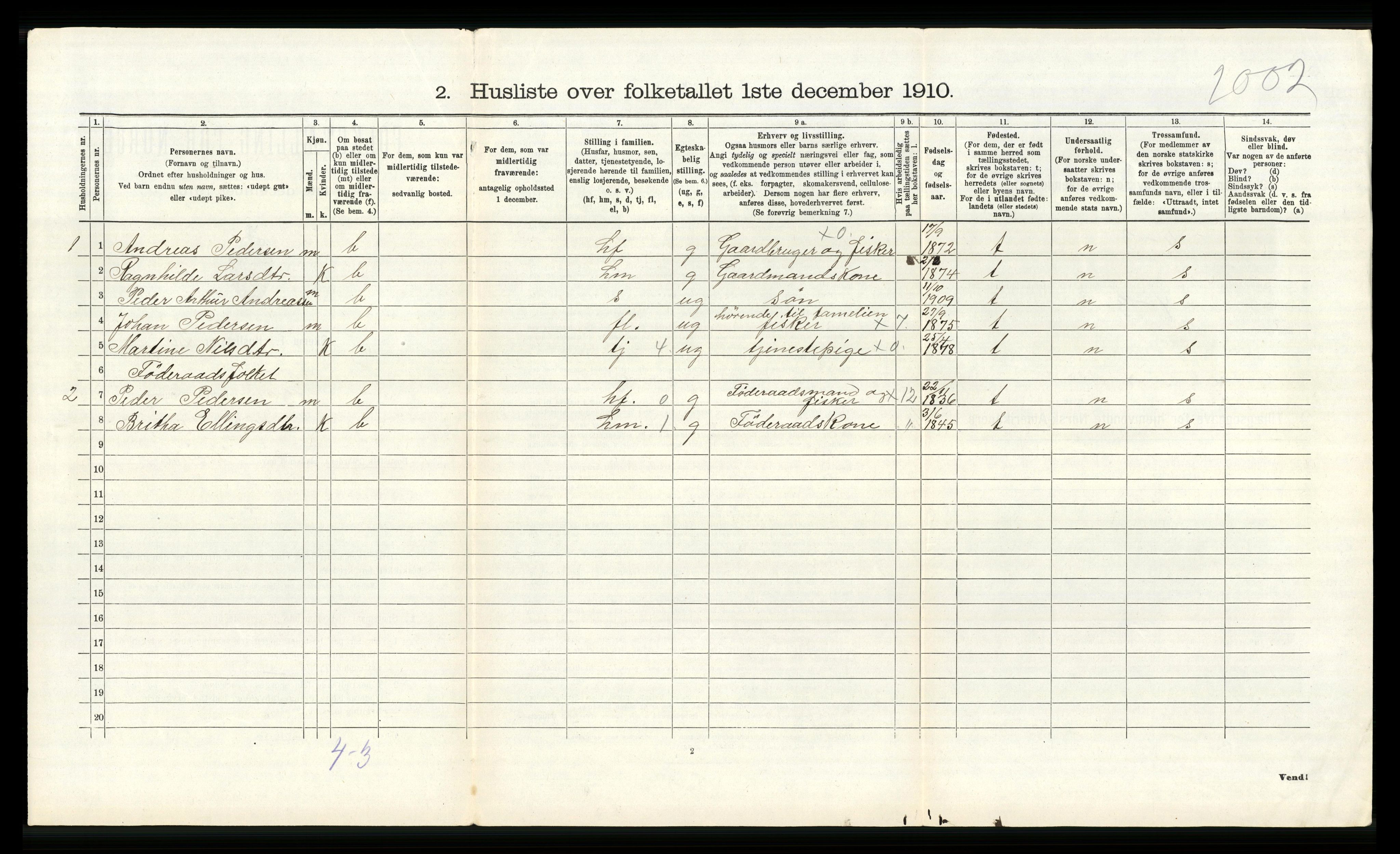 RA, 1910 census for Fitjar, 1910, p. 388