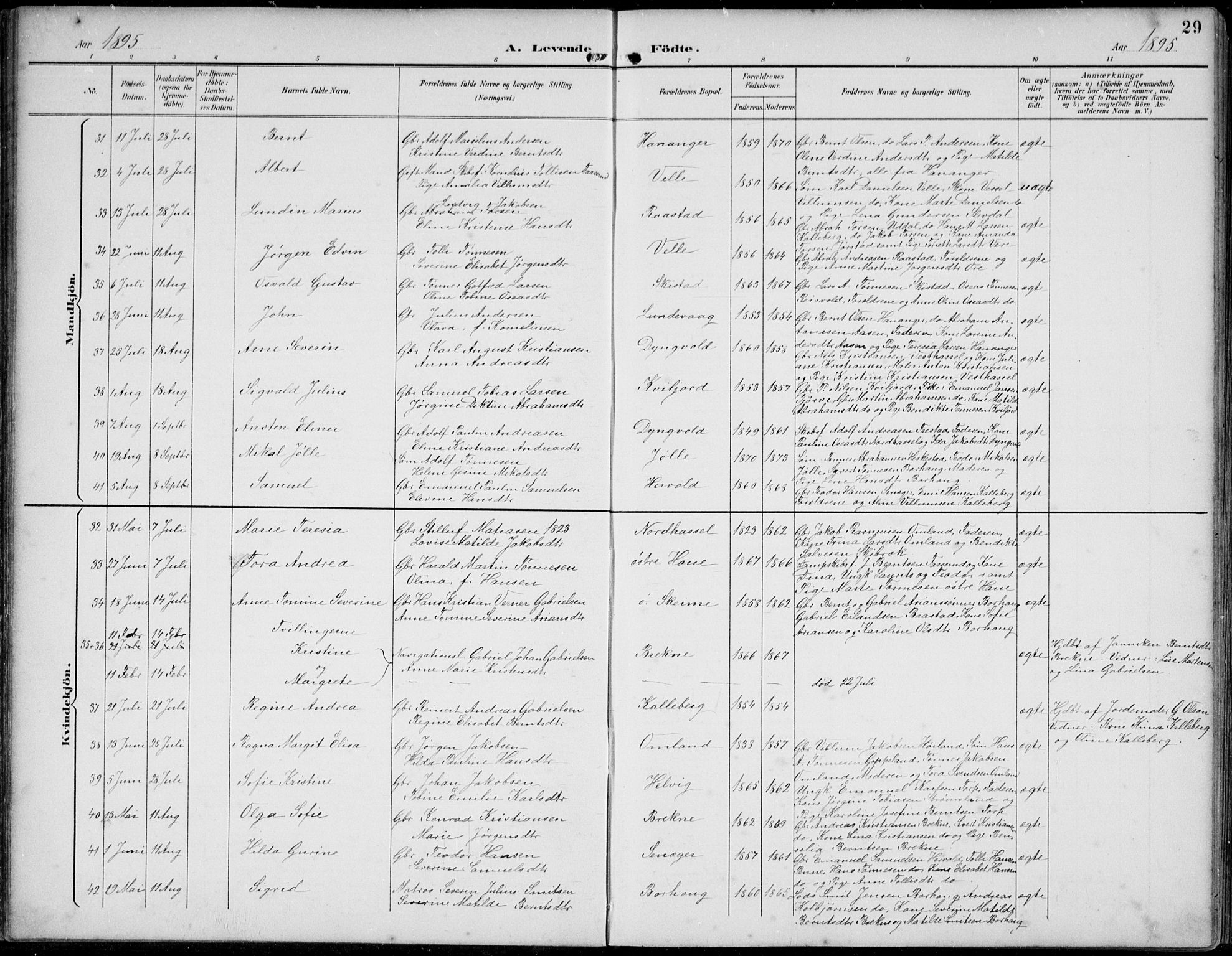 Lista sokneprestkontor, AV/SAK-1111-0027/F/Fb/L0005: Parish register (copy) no. B 5, 1892-1923, p. 29