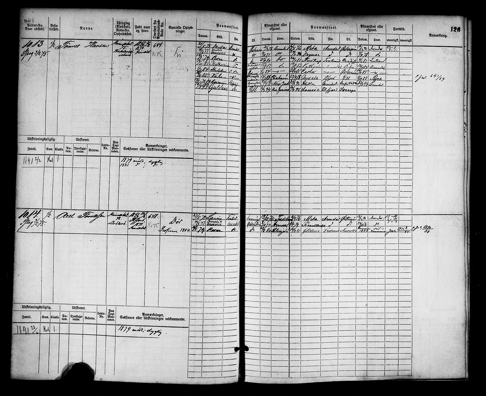 Flekkefjord mønstringskrets, SAK/2031-0018/F/Fb/L0002: Hovedrulle nr 765-1514, N-5, 1868-1900, p. 128