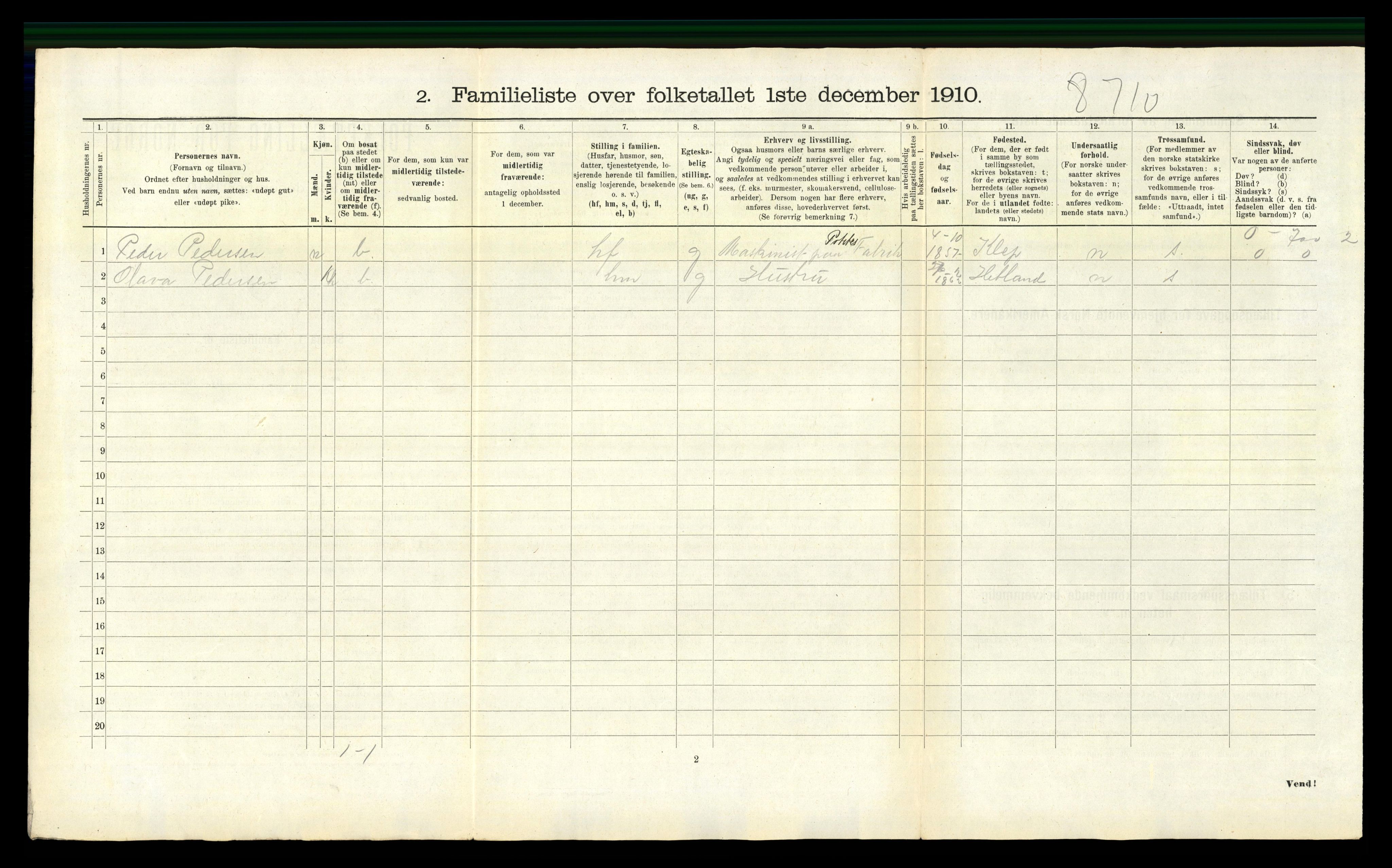 RA, 1910 census for Stavanger, 1910, p. 4717