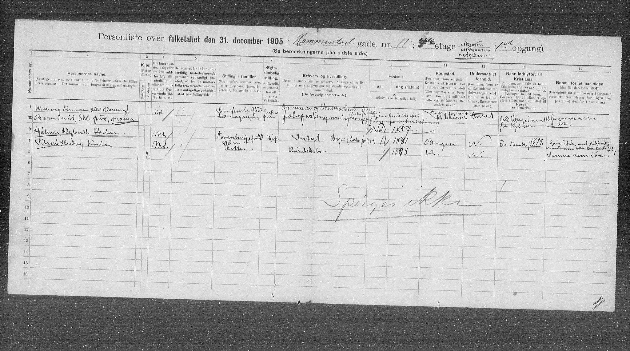 OBA, Municipal Census 1905 for Kristiania, 1905, p. 17855