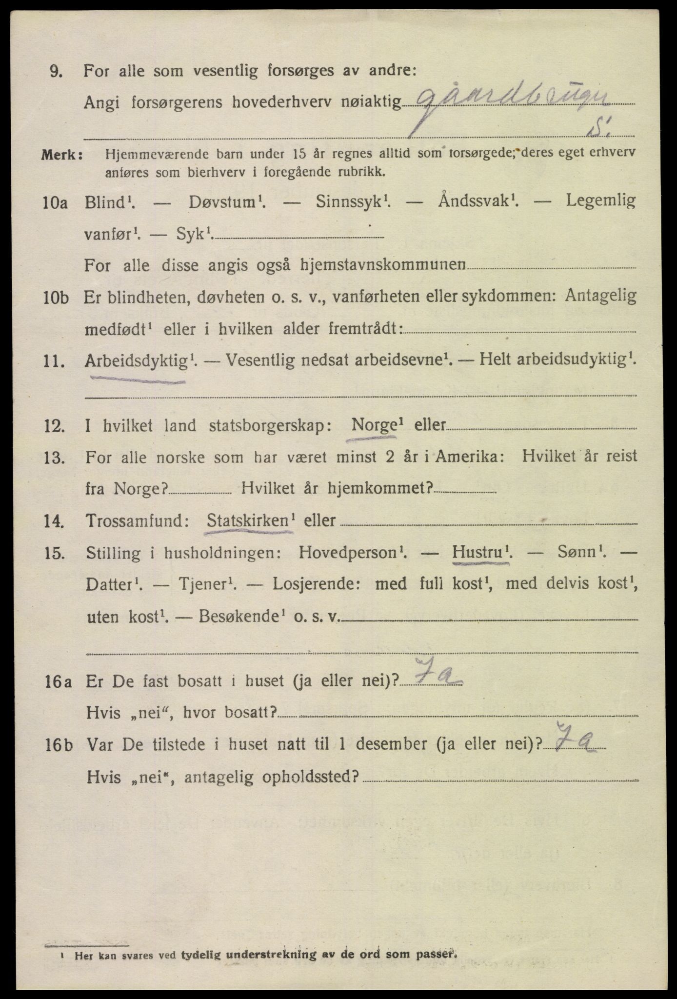 SAK, 1920 census for Greipstad, 1920, p. 2103