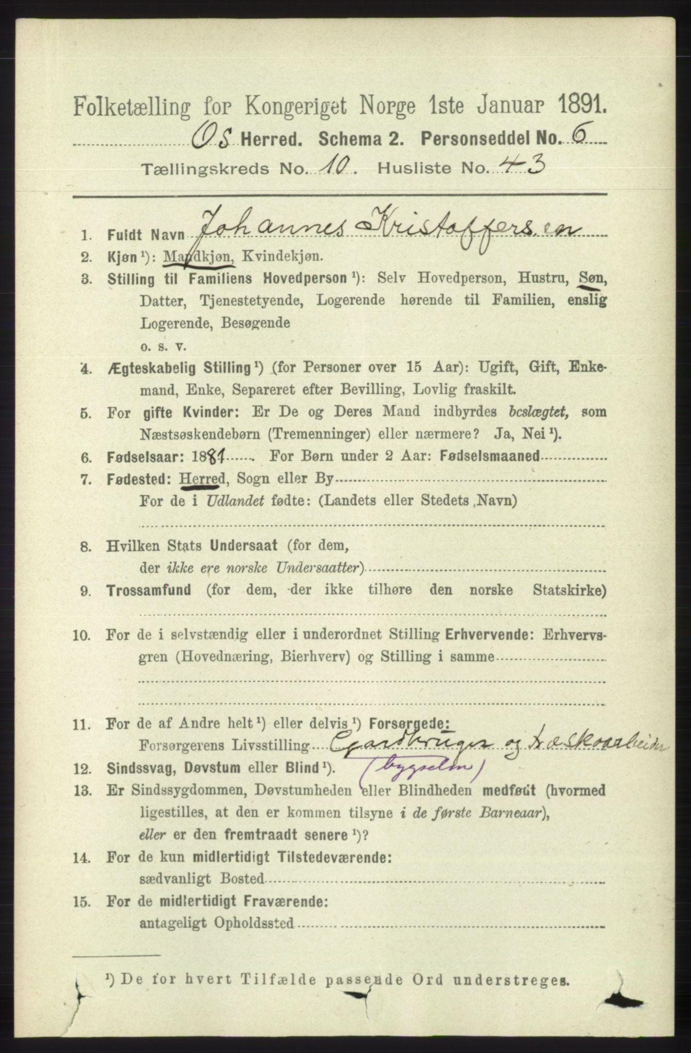 RA, 1891 census for 1243 Os, 1891, p. 2544