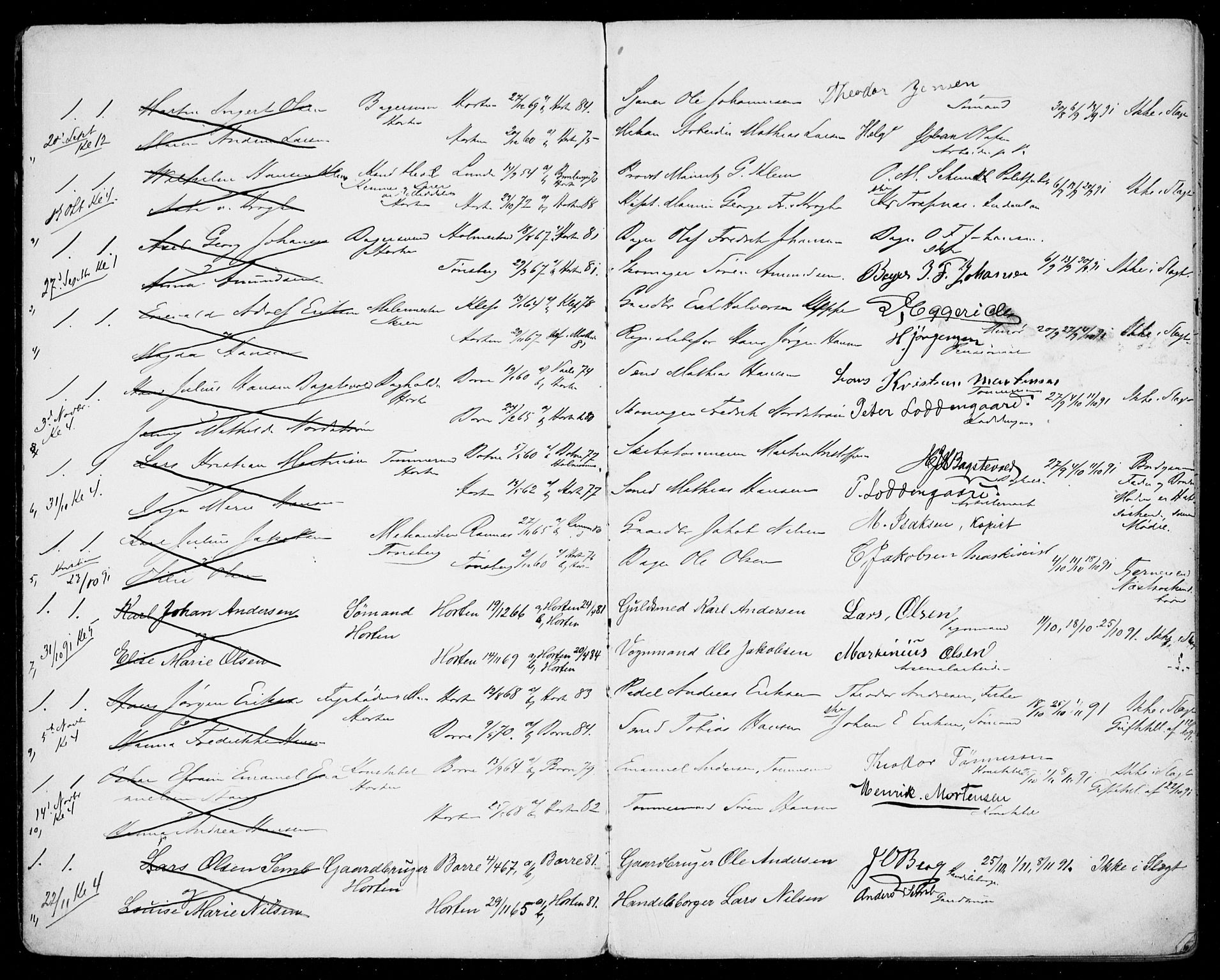 Horten kirkebøker, AV/SAKO-A-348/H/Ha/L0003: Banns register no. 3, 1891-1904
