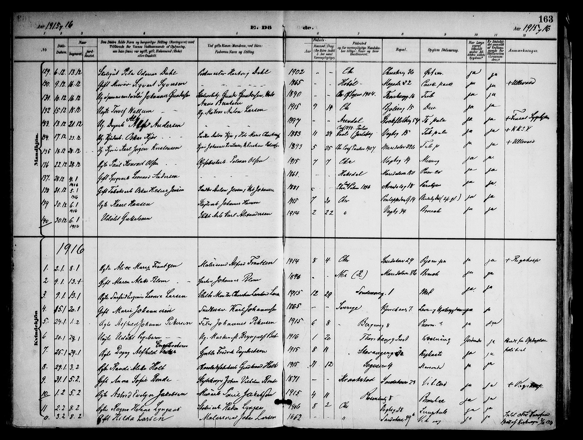 Sagene prestekontor Kirkebøker, SAO/A-10796/F/L0006: Parish register (official) no. 6, 1898-1923, p. 163