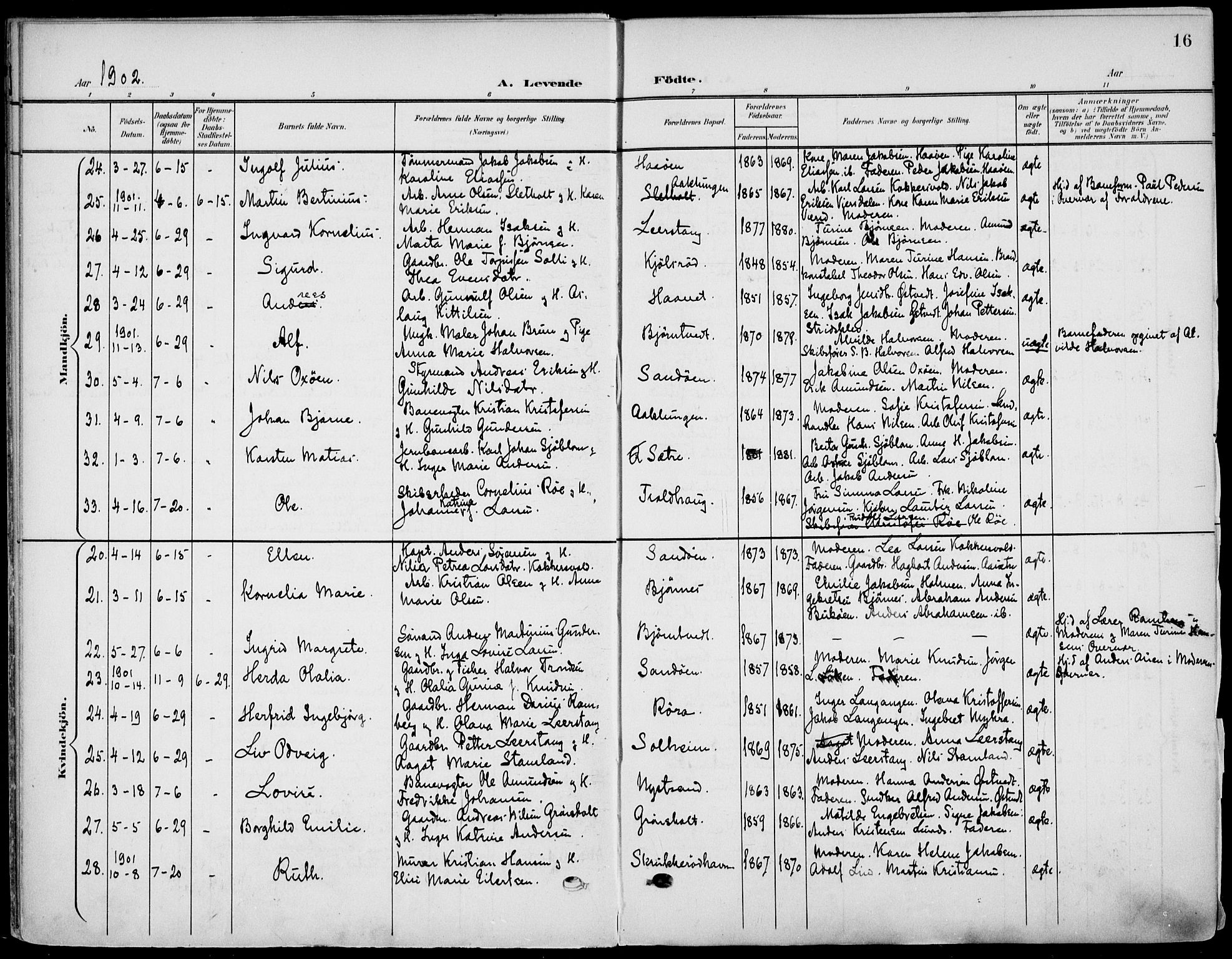 Eidanger kirkebøker, SAKO/A-261/F/Fa/L0013: Parish register (official) no. 13, 1900-1913, p. 16