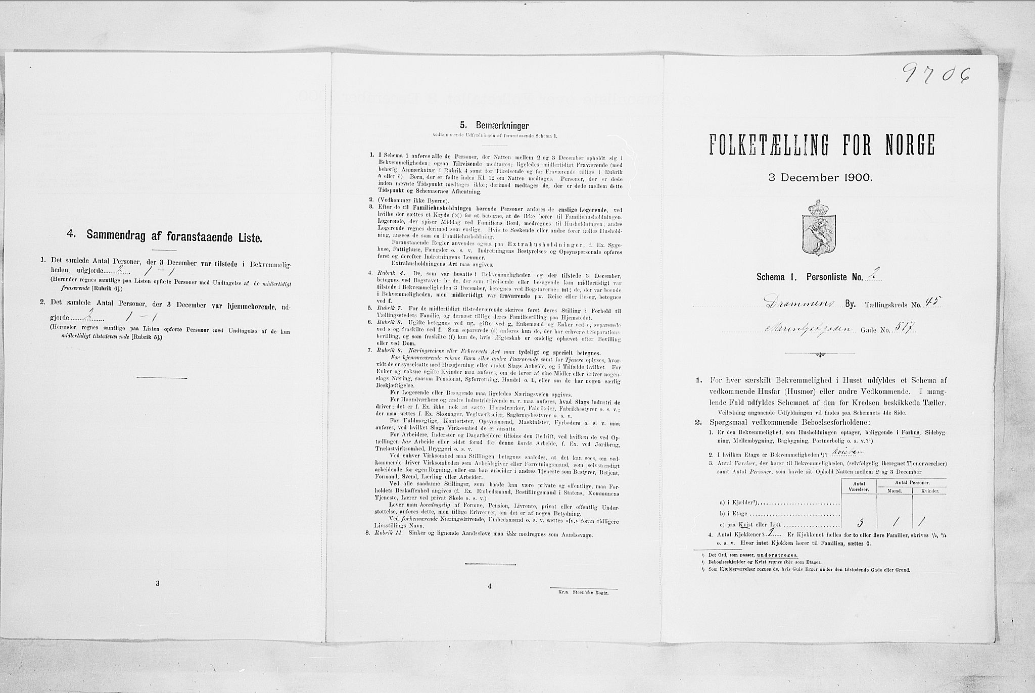 RA, 1900 census for Drammen, 1900, p. 7800