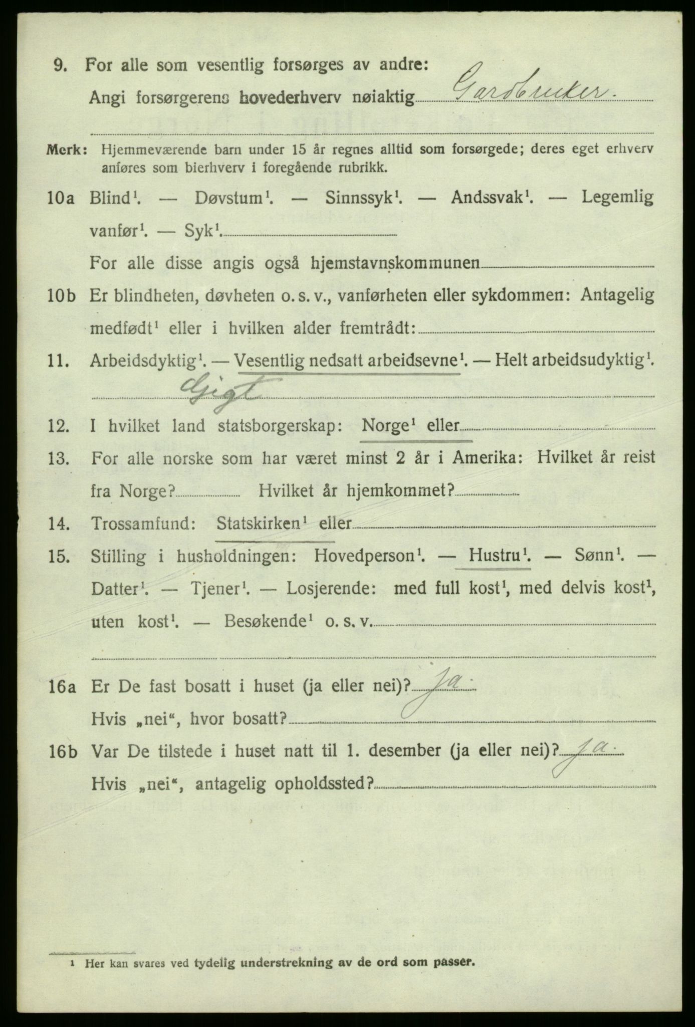 SAB, 1920 census for Hyllestad, 1920, p. 1813