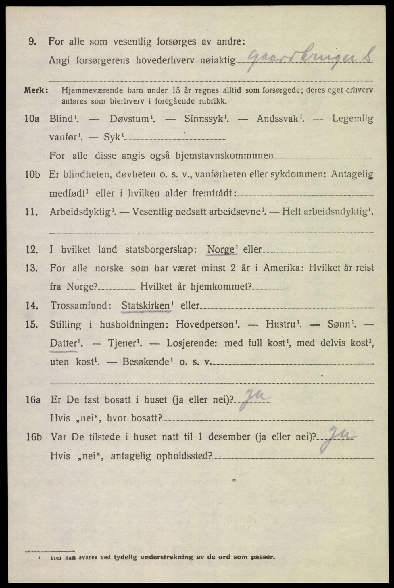 SAK, 1920 census for Lista, 1920, p. 12946
