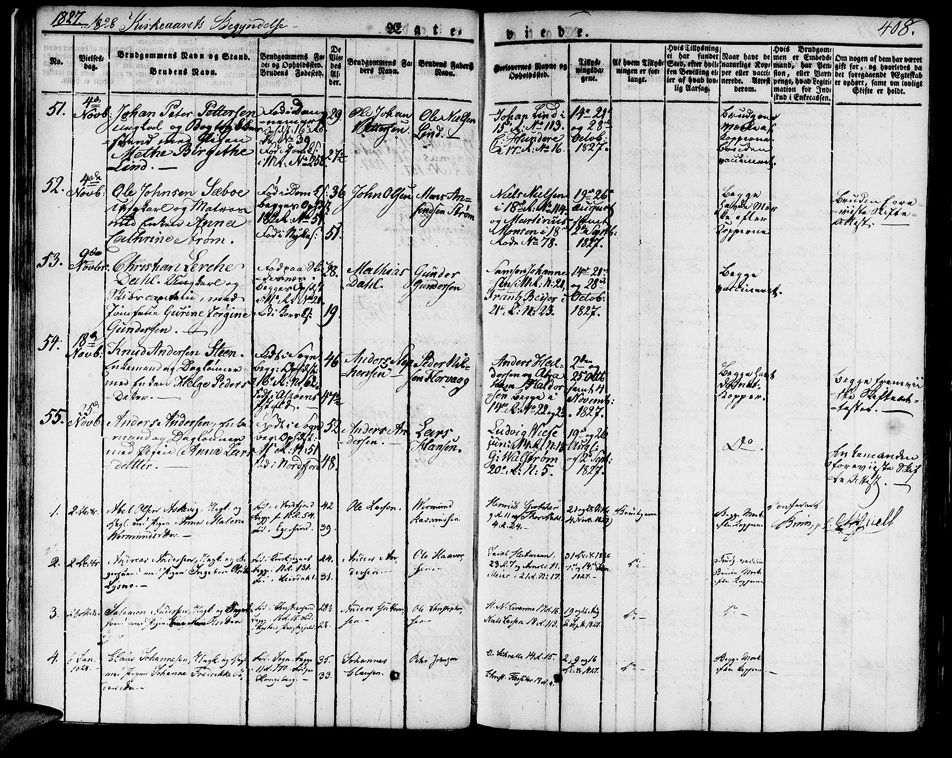 Domkirken sokneprestembete, SAB/A-74801/H/Haa/L0012: Parish register (official) no. A 12, 1821-1840, p. 408