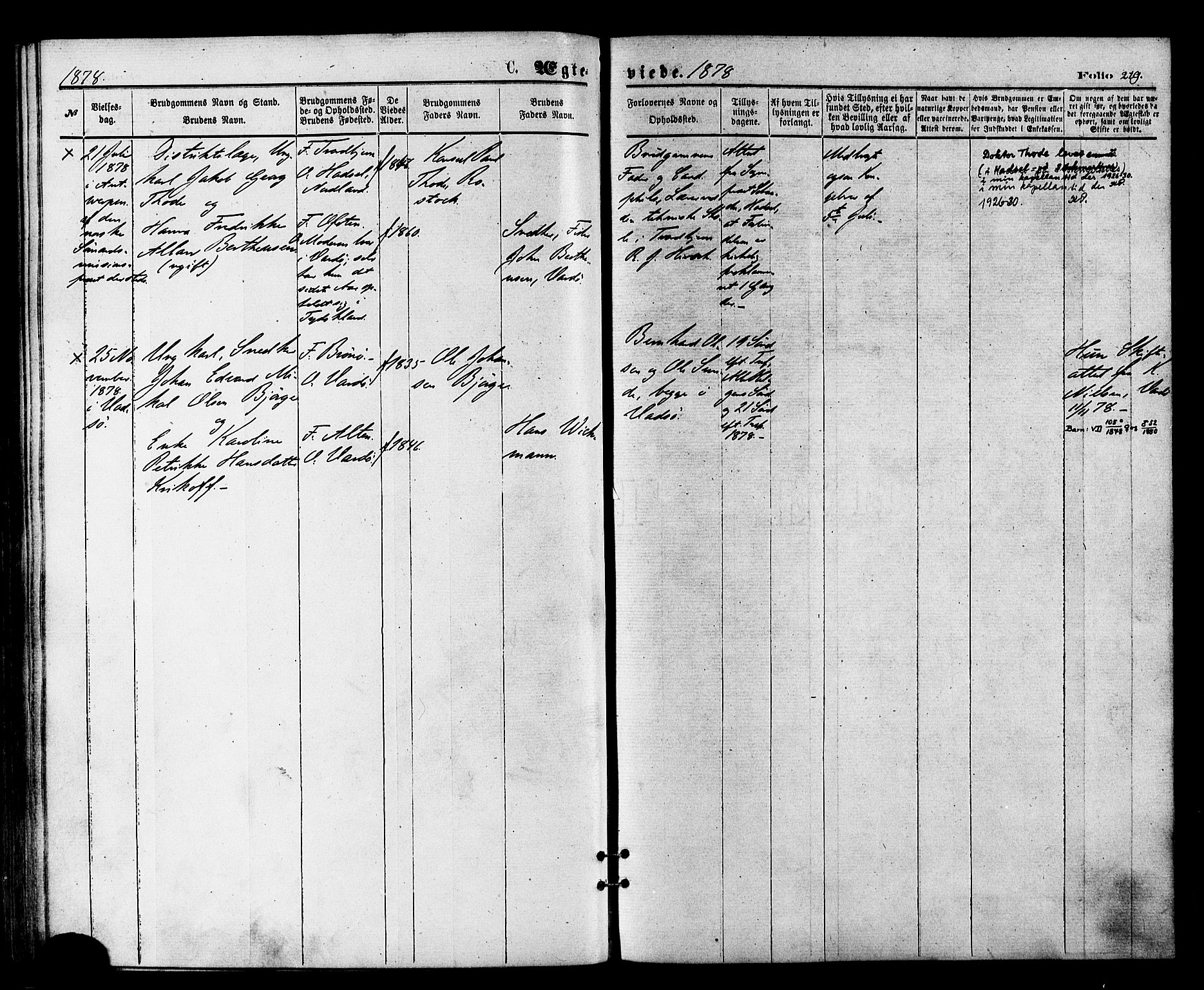 Vardø sokneprestkontor, SATØ/S-1332/H/Ha/L0005kirke: Parish register (official) no. 5, 1872-1878, p. 219