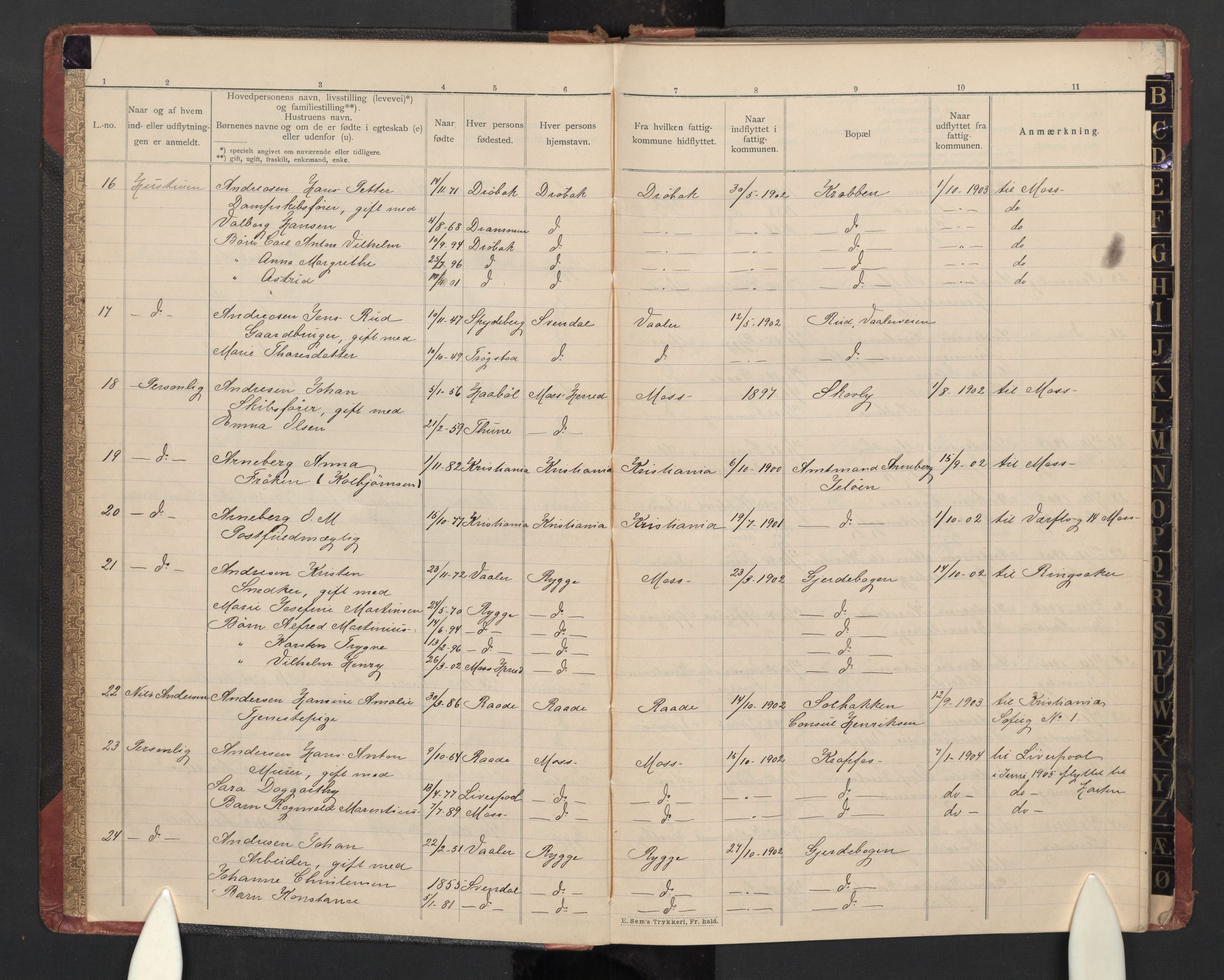 Rygge lensmannskontor, AV/SAO-A-10005/I/Ia/L0002: Flytteprotokoll, 1901-1907