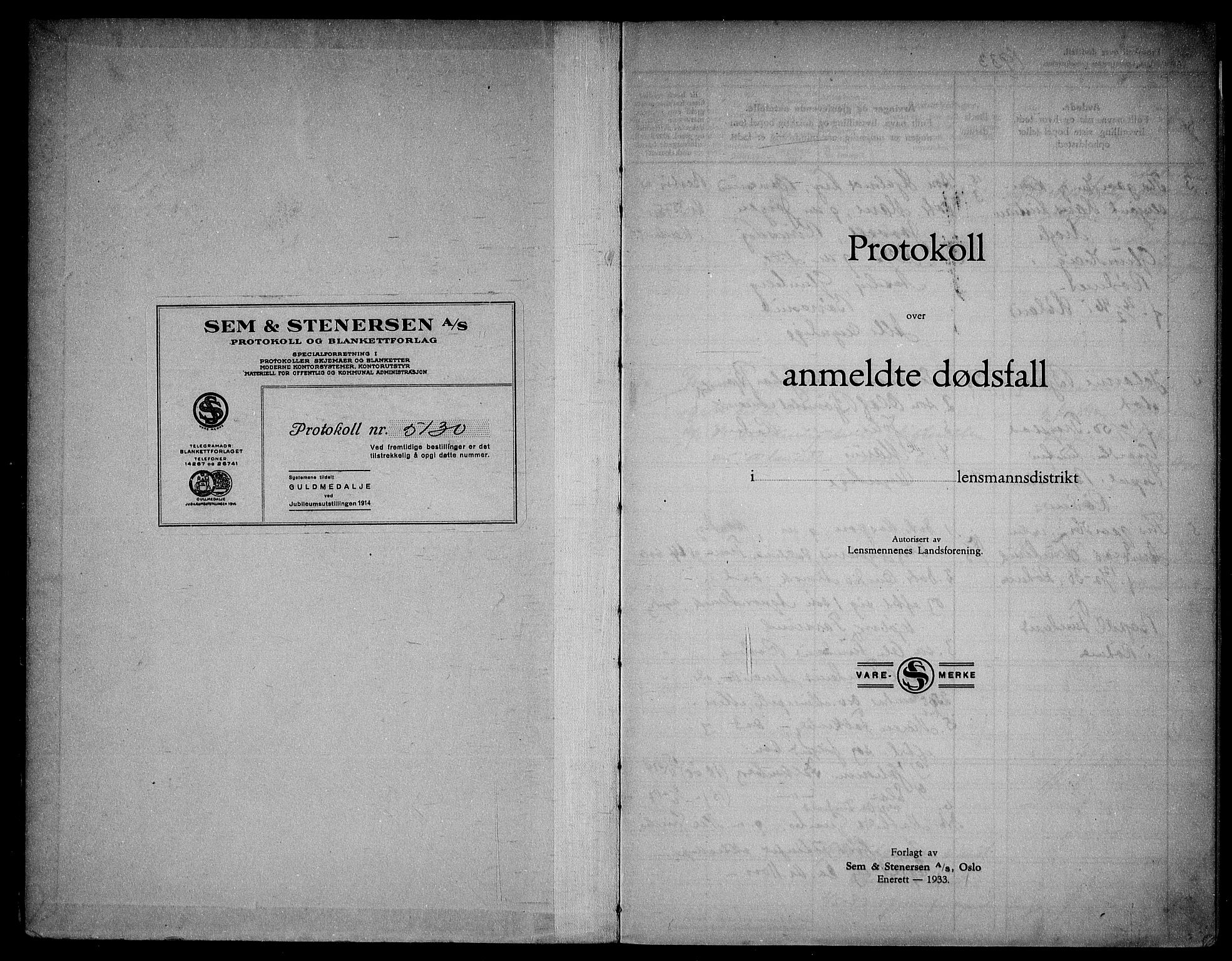 Rødenes lensmannsarkiv, SAO/A-10634/H/Ha/L0001: Dødsfallsprotokoll, 1933-1941