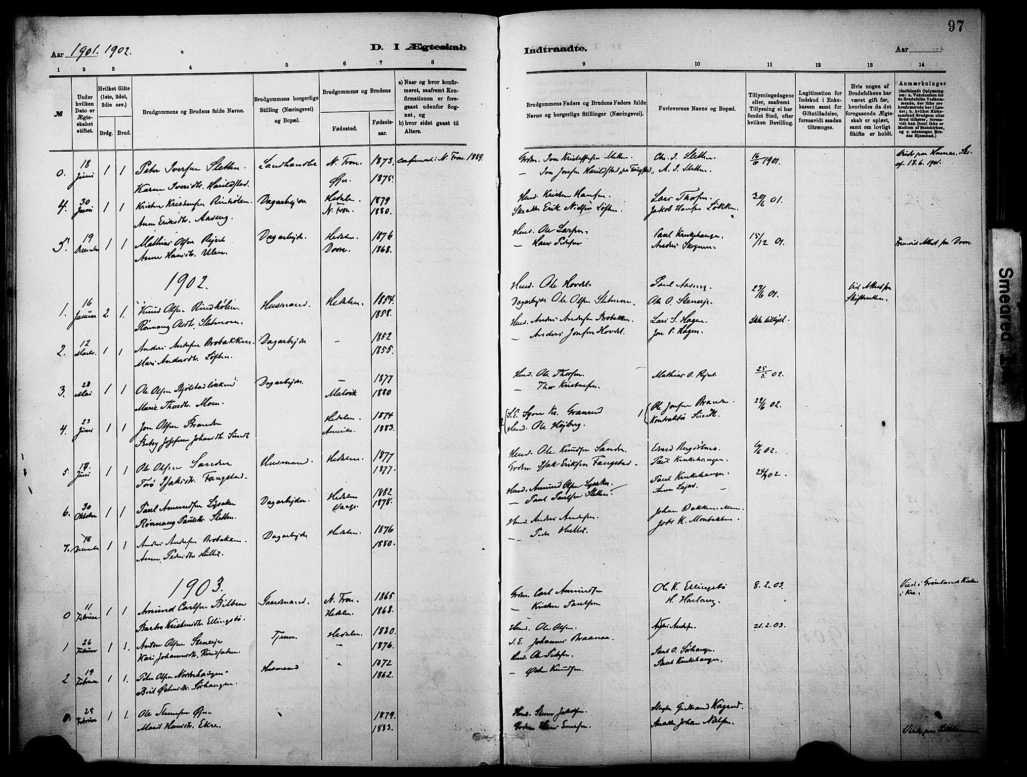 Vågå prestekontor, SAH/PREST-076/H/Ha/Haa/L0010: Parish register (official) no. 10, 1887-1904, p. 97