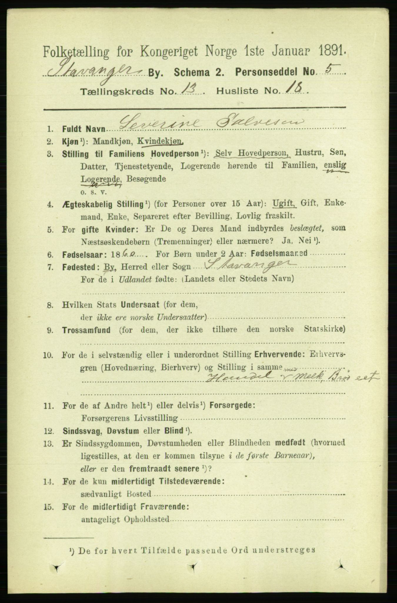 RA, 1891 census for 1103 Stavanger, 1891, p. 16147