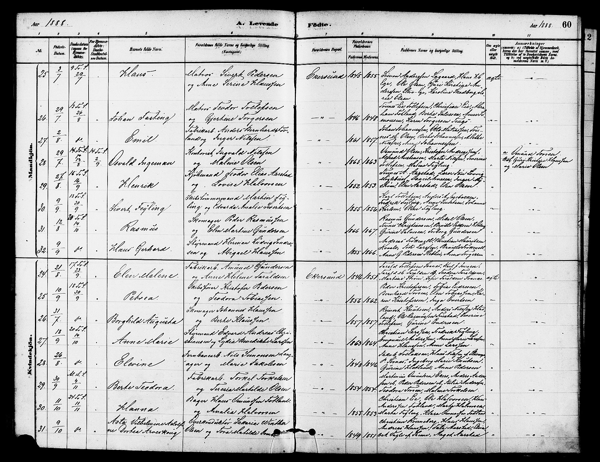 Eigersund sokneprestkontor, AV/SAST-A-101807/S08/L0015: Parish register (official) no. A 15, 1879-1892, p. 60