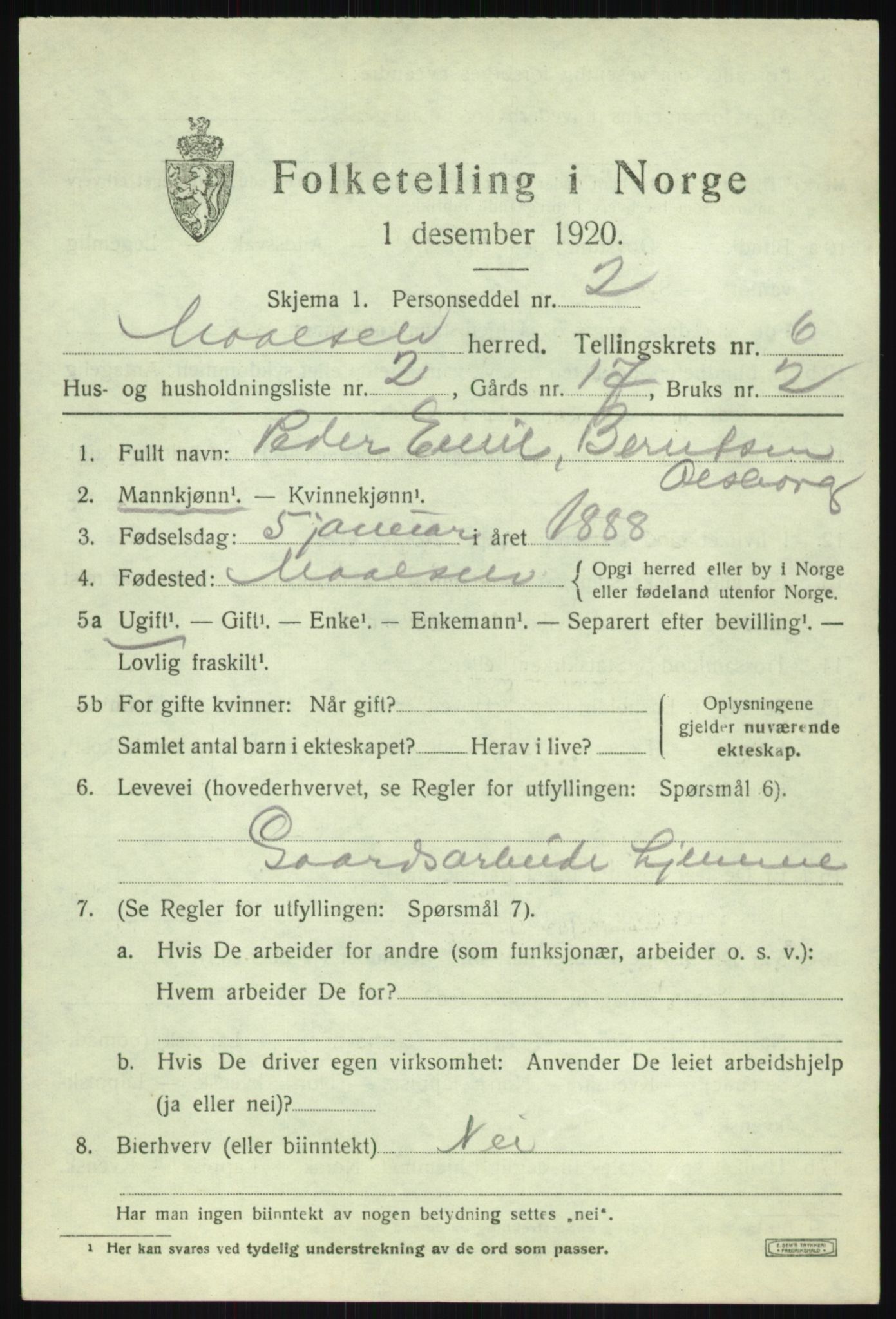 SATØ, 1920 census for Målselv, 1920, p. 3631