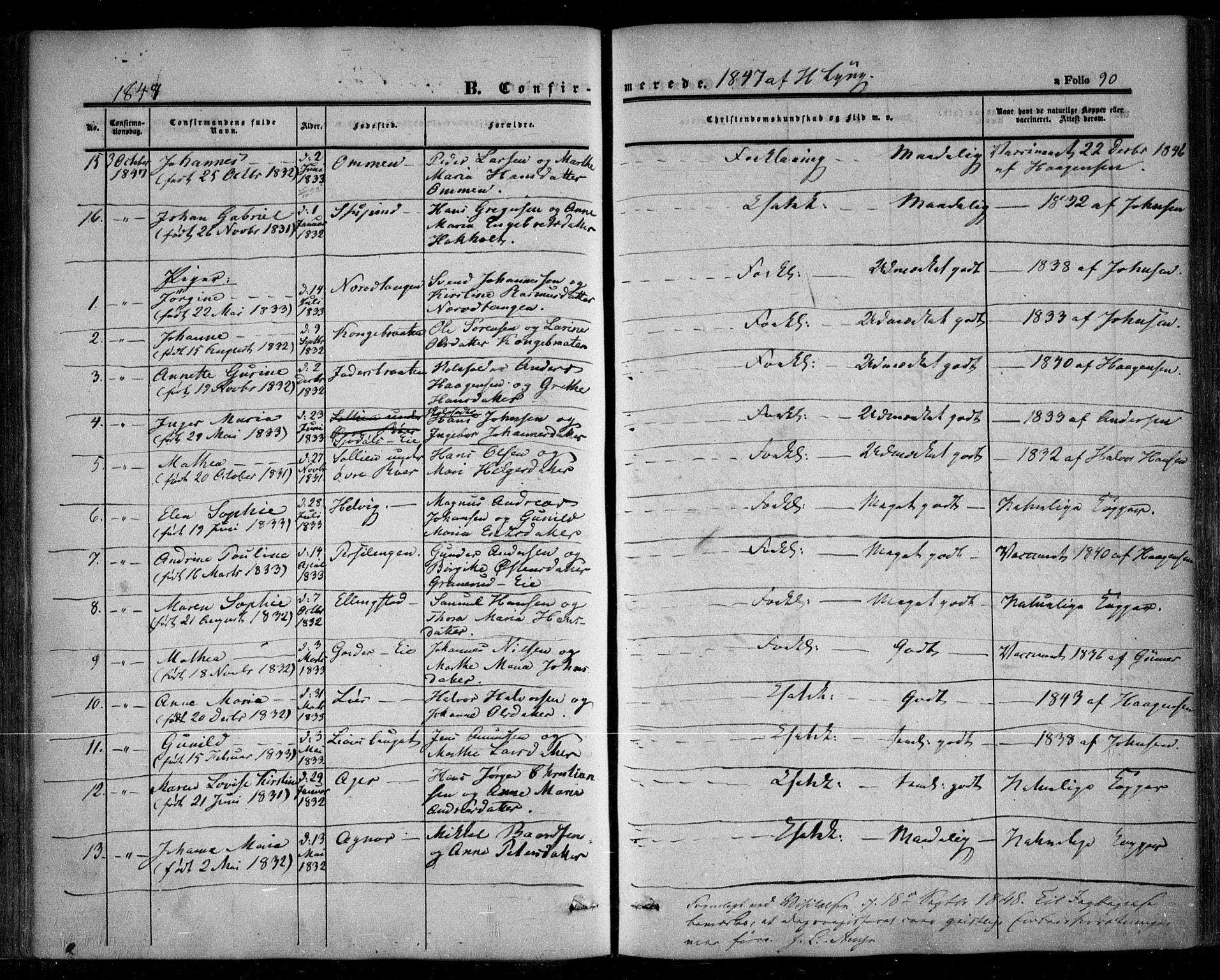 Nesodden prestekontor Kirkebøker, SAO/A-10013/F/Fa/L0007: Parish register (official) no. I 7, 1848-1868, p. 90