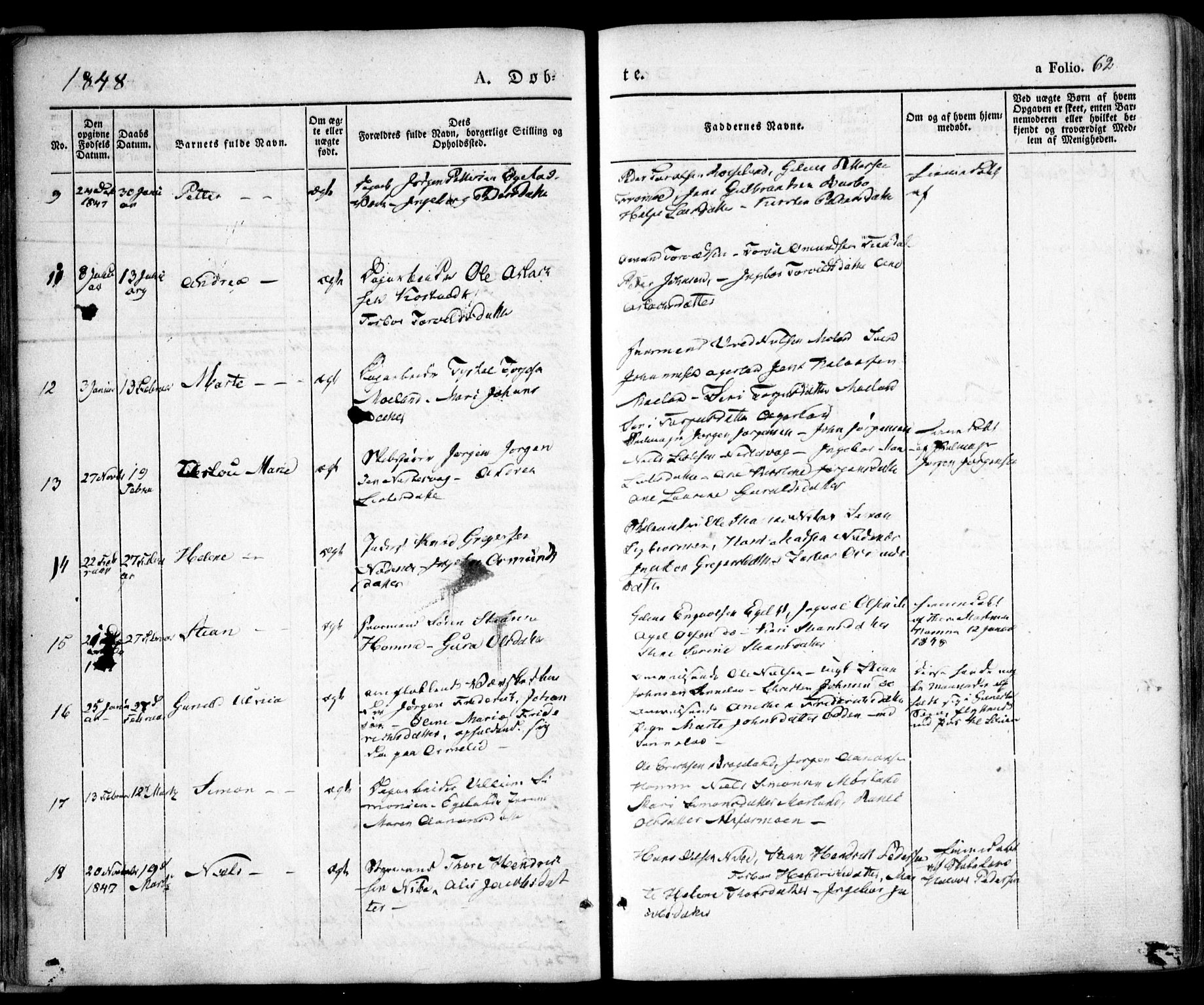 Søndeled sokneprestkontor, SAK/1111-0038/F/Fa/L0002: Parish register (official) no. A 2, 1839-1860, p. 62