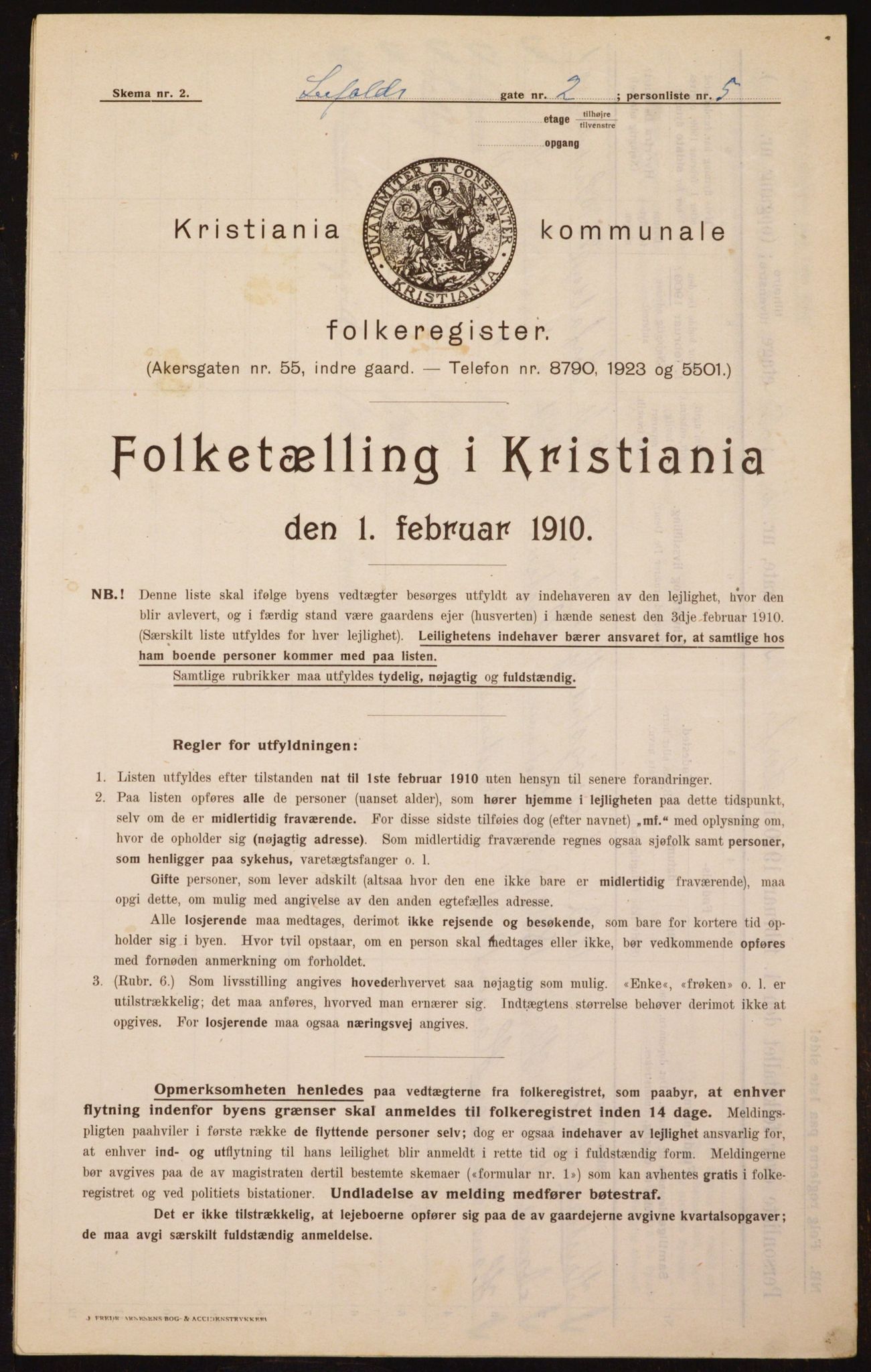 OBA, Municipal Census 1910 for Kristiania, 1910, p. 55287