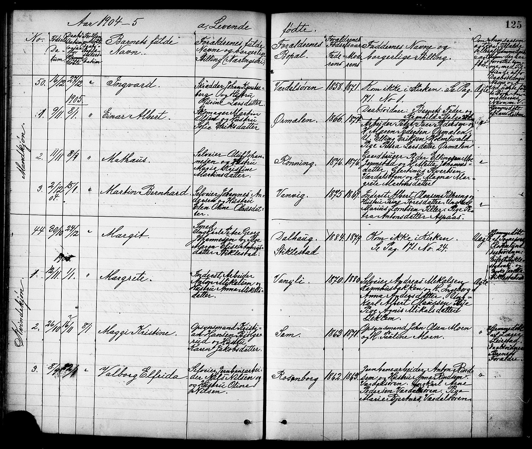 Ministerialprotokoller, klokkerbøker og fødselsregistre - Nord-Trøndelag, SAT/A-1458/723/L0257: Parish register (copy) no. 723C05, 1890-1907, p. 125