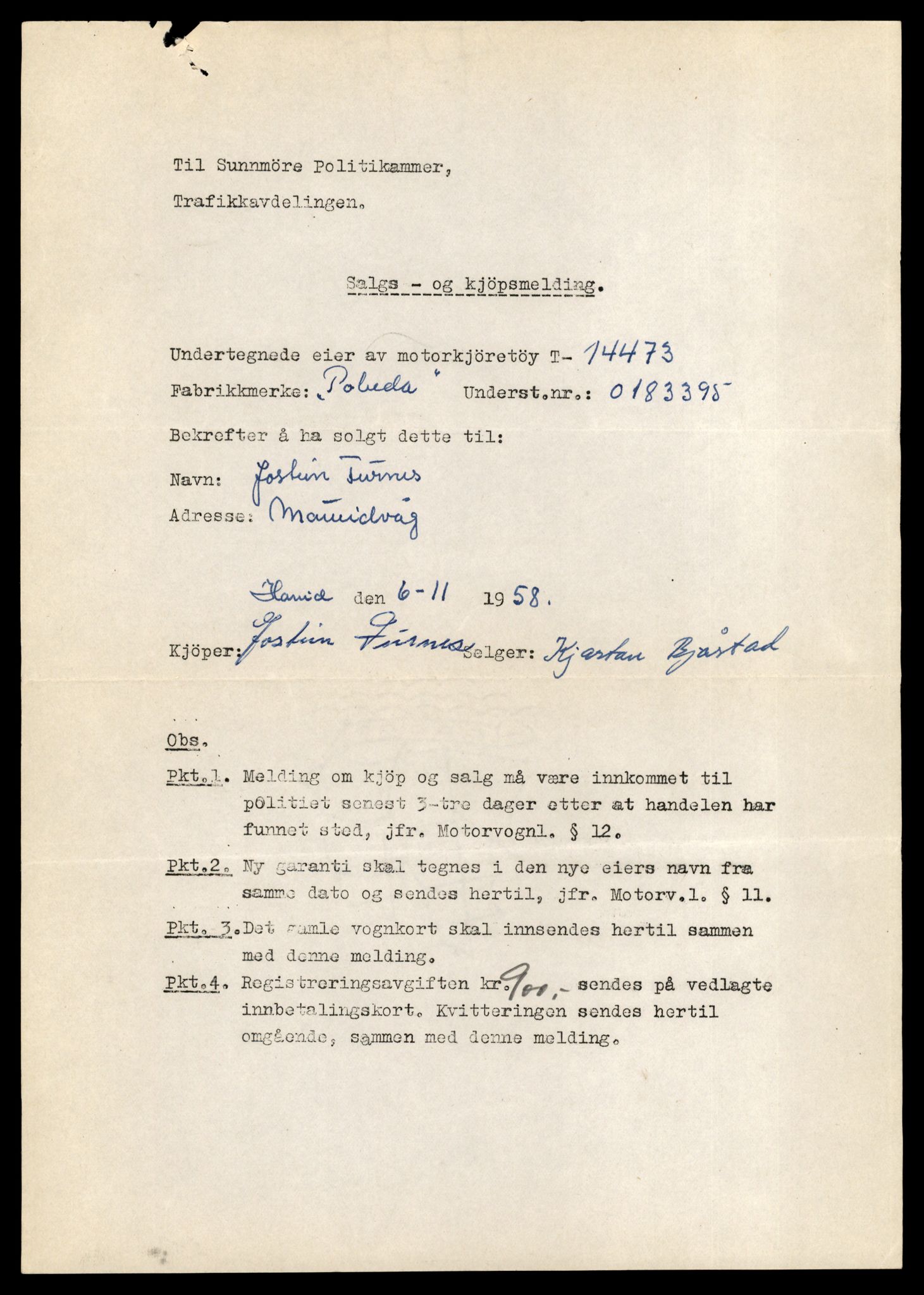 Møre og Romsdal vegkontor - Ålesund trafikkstasjon, AV/SAT-A-4099/F/Fe/L0046: Registreringskort for kjøretøy T 14445 - T 14579, 1927-1998
