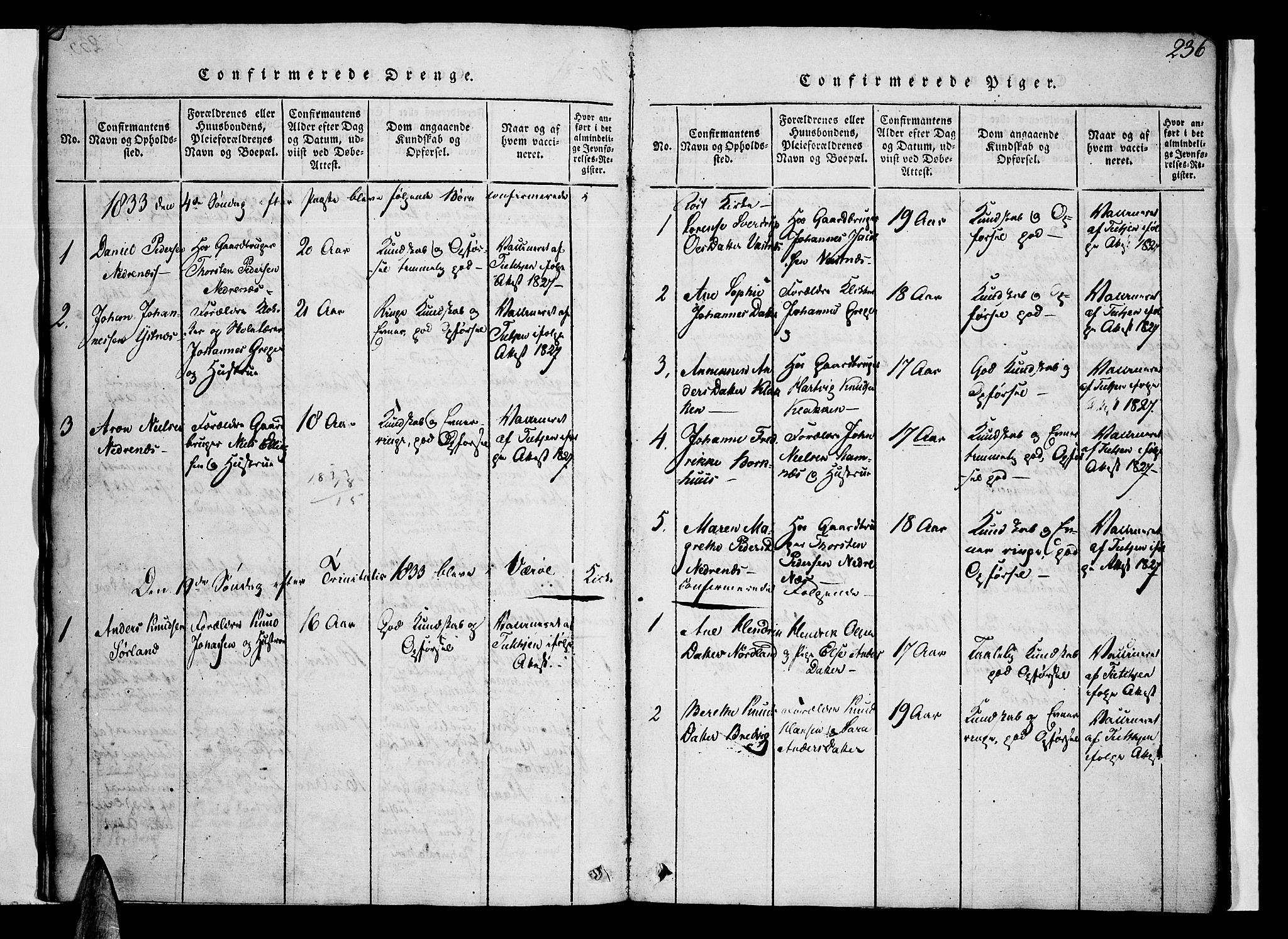 Ministerialprotokoller, klokkerbøker og fødselsregistre - Nordland, SAT/A-1459/807/L0120: Parish register (official) no. 807A03, 1821-1848, p. 236
