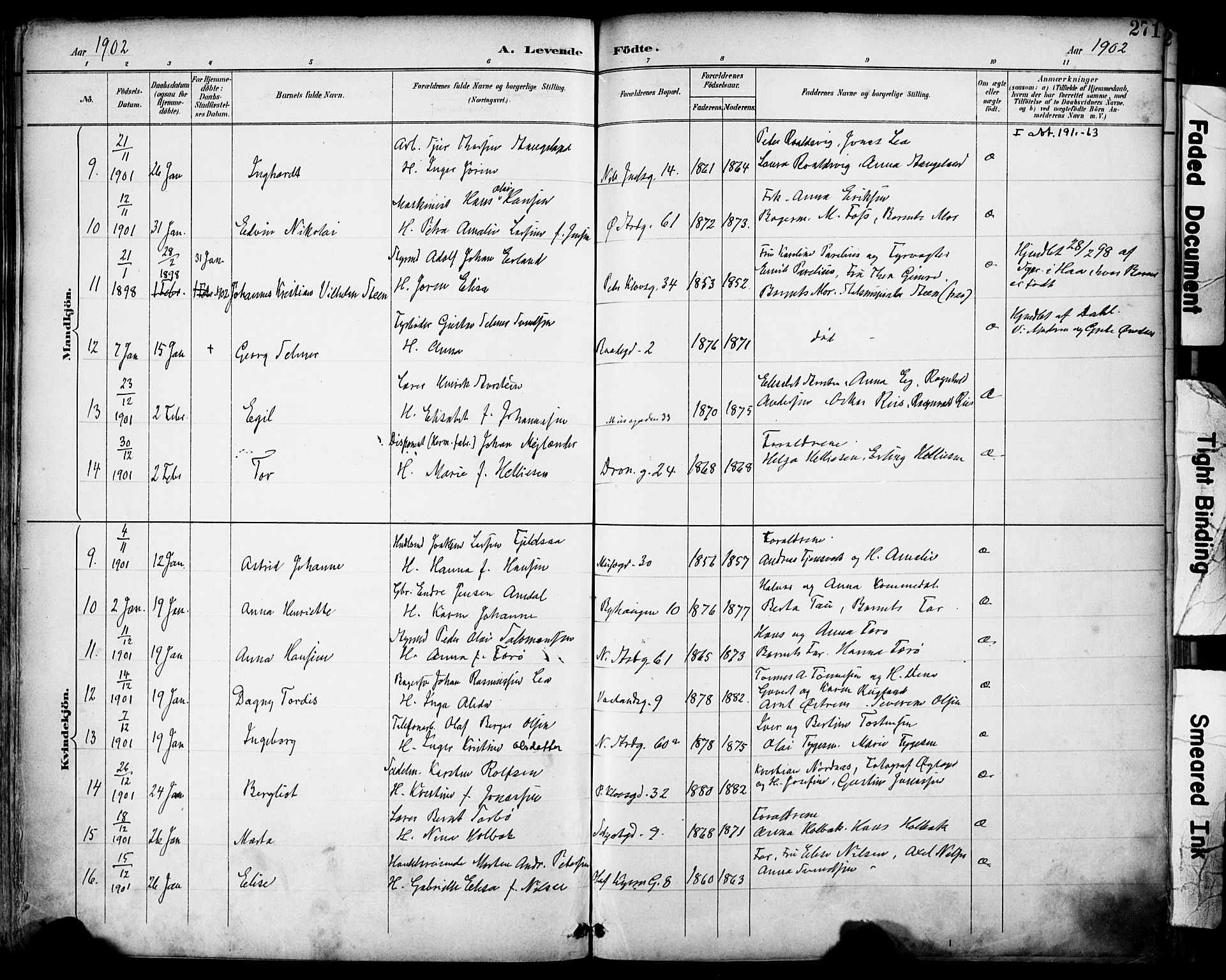 Domkirken sokneprestkontor, SAST/A-101812/001/30/30BA/L0030: Parish register (official) no. A 29, 1889-1902, p. 271