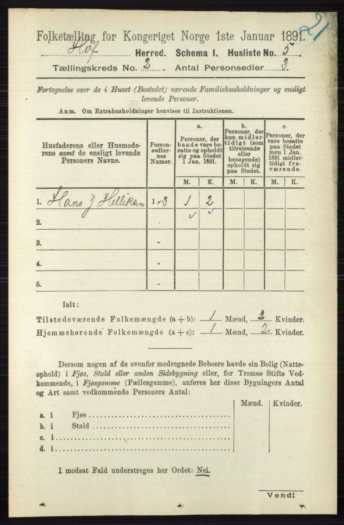 RA, 1891 census for 0714 Hof, 1891, p. 401