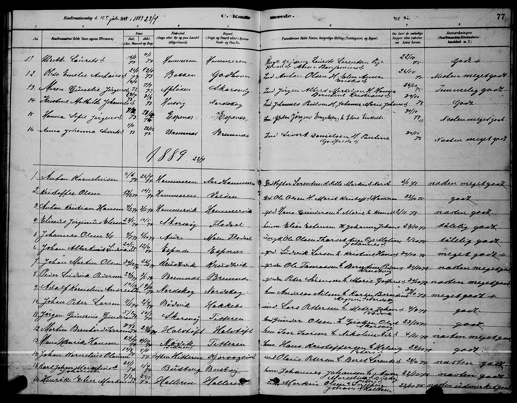 Ministerialprotokoller, klokkerbøker og fødselsregistre - Sør-Trøndelag, AV/SAT-A-1456/641/L0597: Parish register (copy) no. 641C01, 1878-1893, p. 77