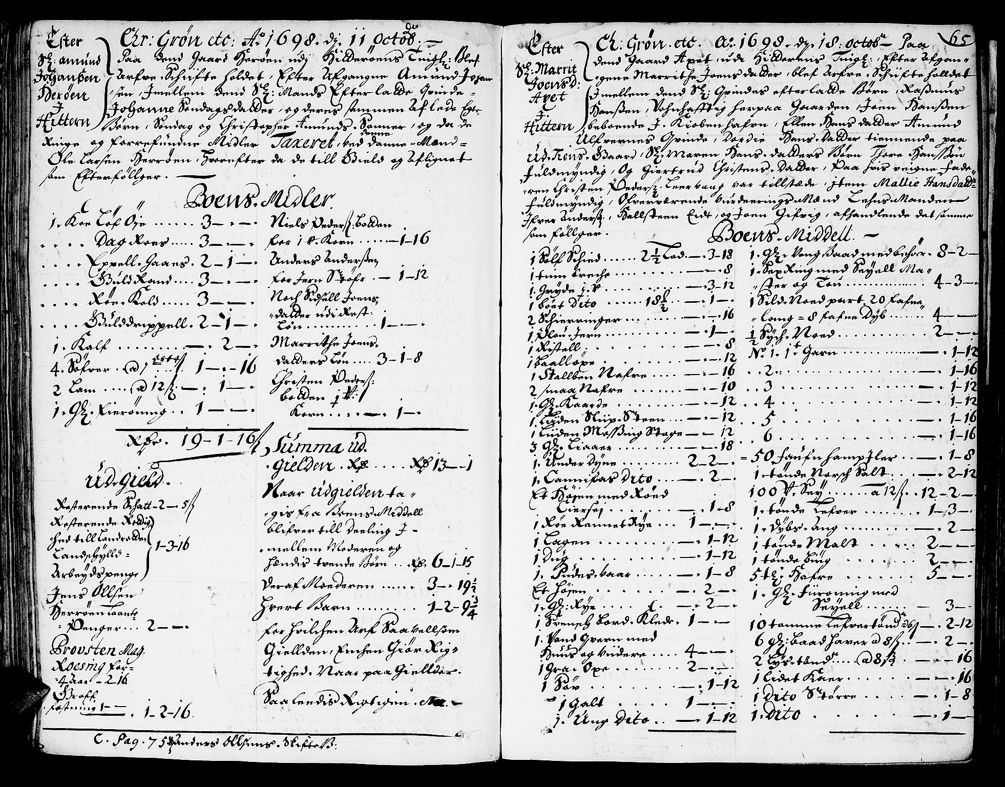 Fosen sorenskriveri, AV/SAT-A-1107/1/3/3A/L0003: Skifteprotokoll, 1696-1709, p. 65