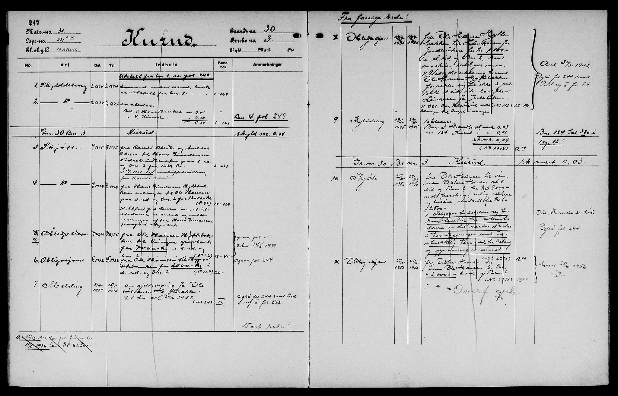 Vinger og Odal sorenskriveri, SAH/TING-022/H/Ha/Hac/Hacc/L0005: Mortgage register no. 3.5, 1923, p. 247