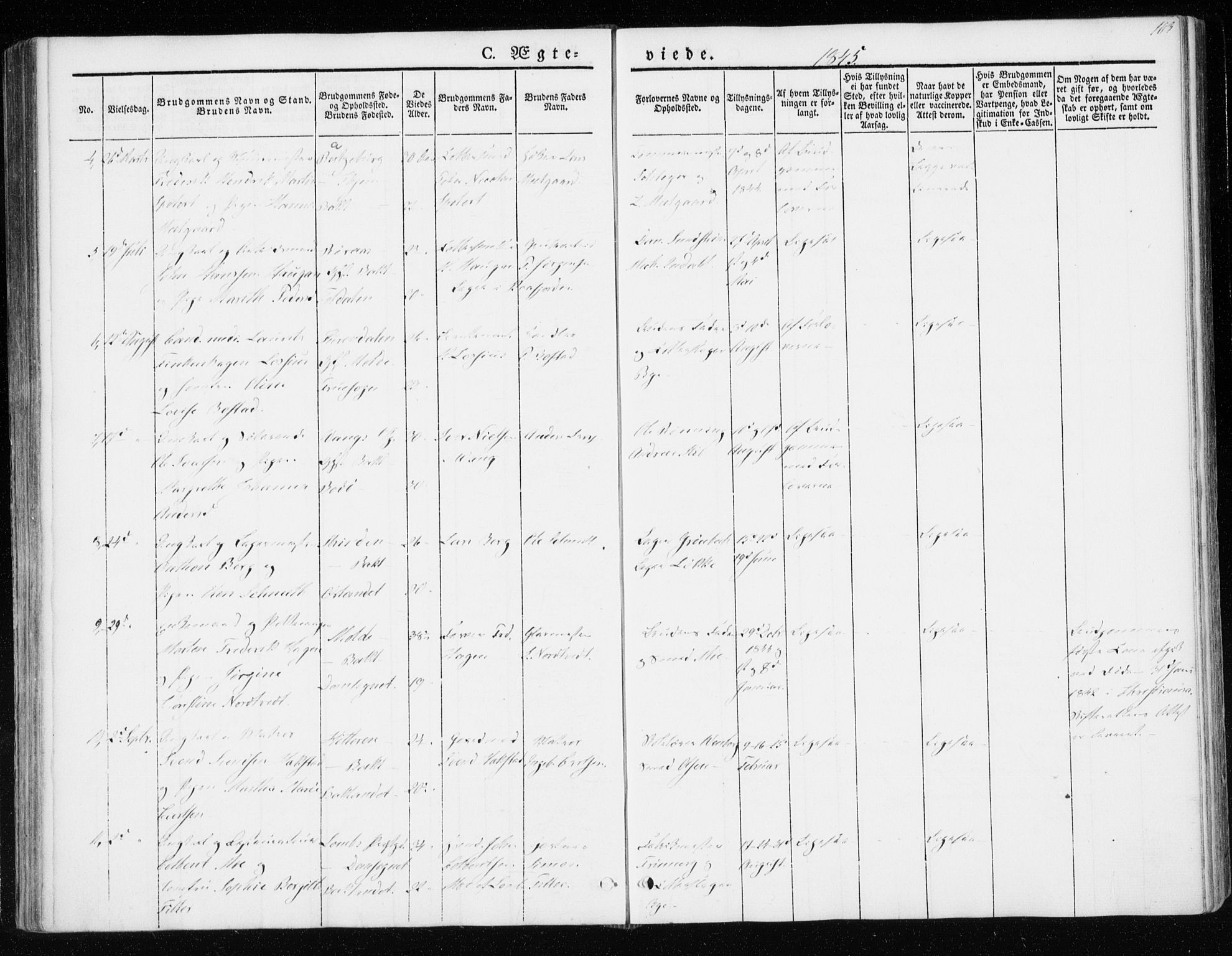 Ministerialprotokoller, klokkerbøker og fødselsregistre - Sør-Trøndelag, SAT/A-1456/604/L0183: Parish register (official) no. 604A04, 1841-1850, p. 103