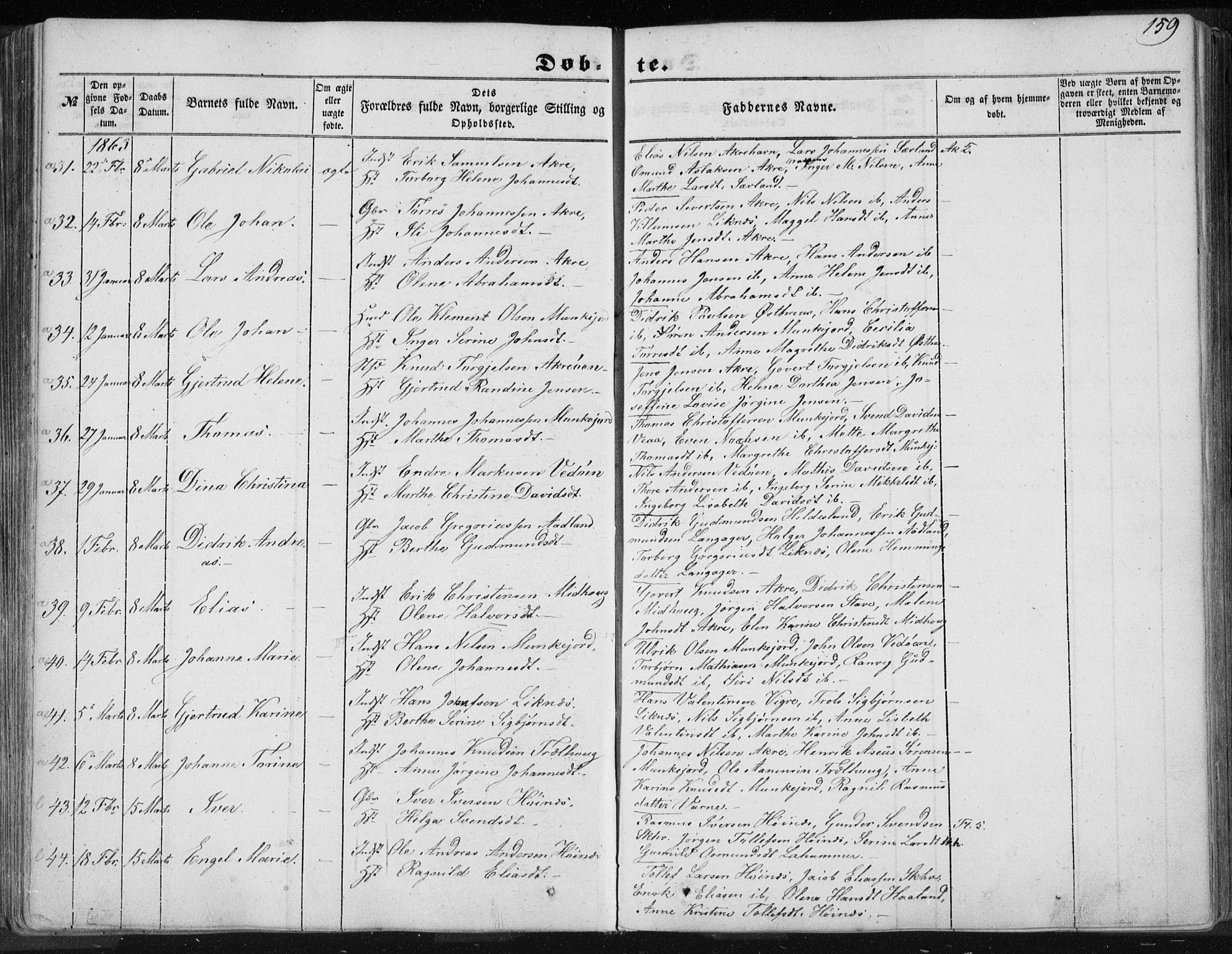 Skudenes sokneprestkontor, SAST/A -101849/H/Ha/Haa/L0004: Parish register (official) no. A 3.1, 1847-1863, p. 159