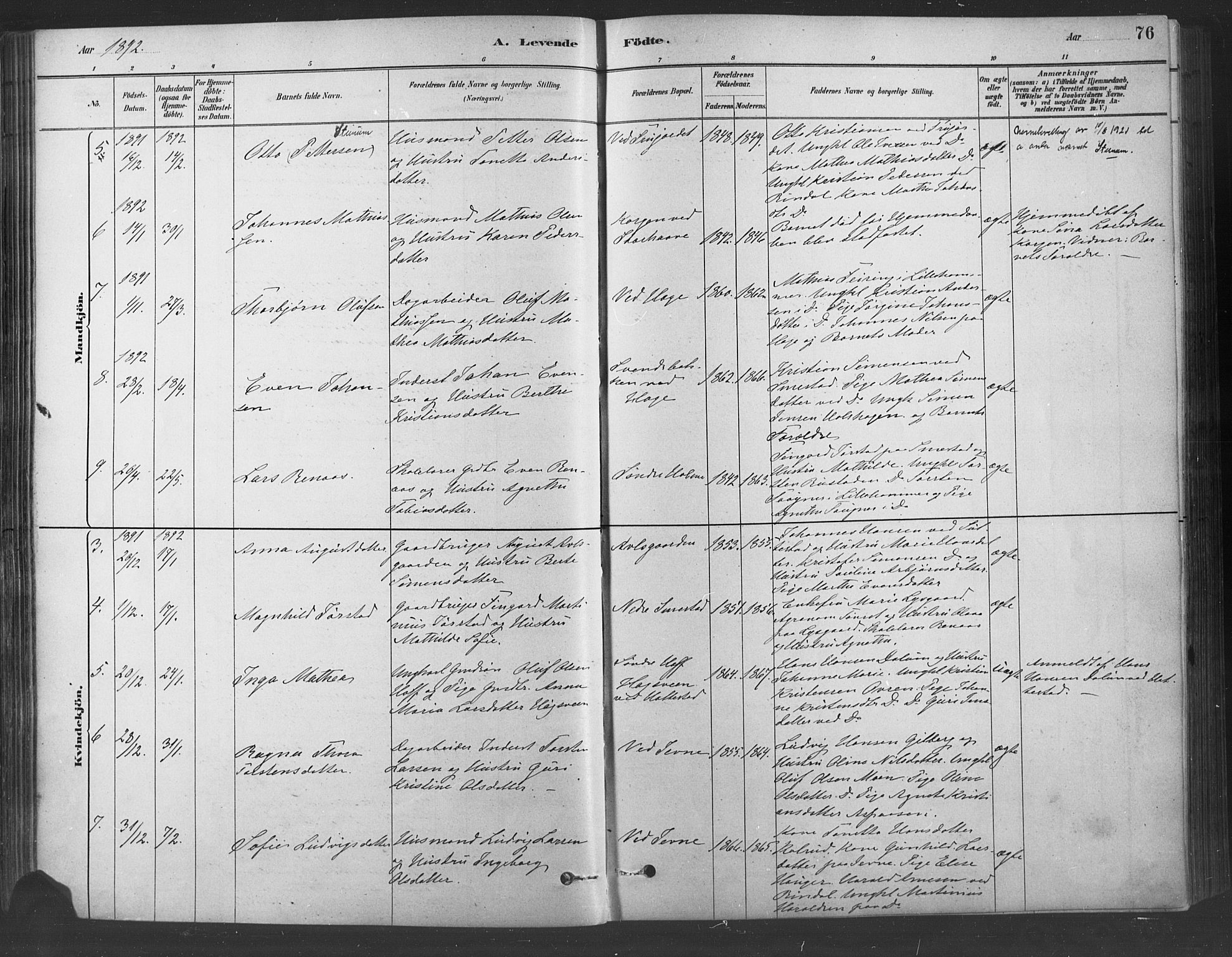 Fåberg prestekontor, SAH/PREST-086/H/Ha/Haa/L0009: Parish register (official) no. 9, 1879-1898, p. 76