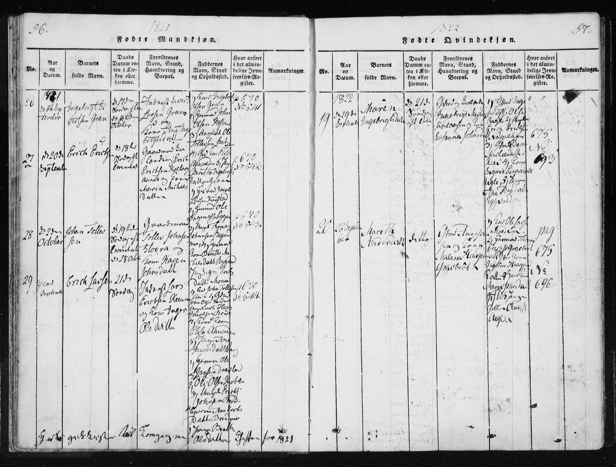 Ministerialprotokoller, klokkerbøker og fødselsregistre - Nord-Trøndelag, AV/SAT-A-1458/749/L0469: Parish register (official) no. 749A03, 1817-1857, p. 56-57