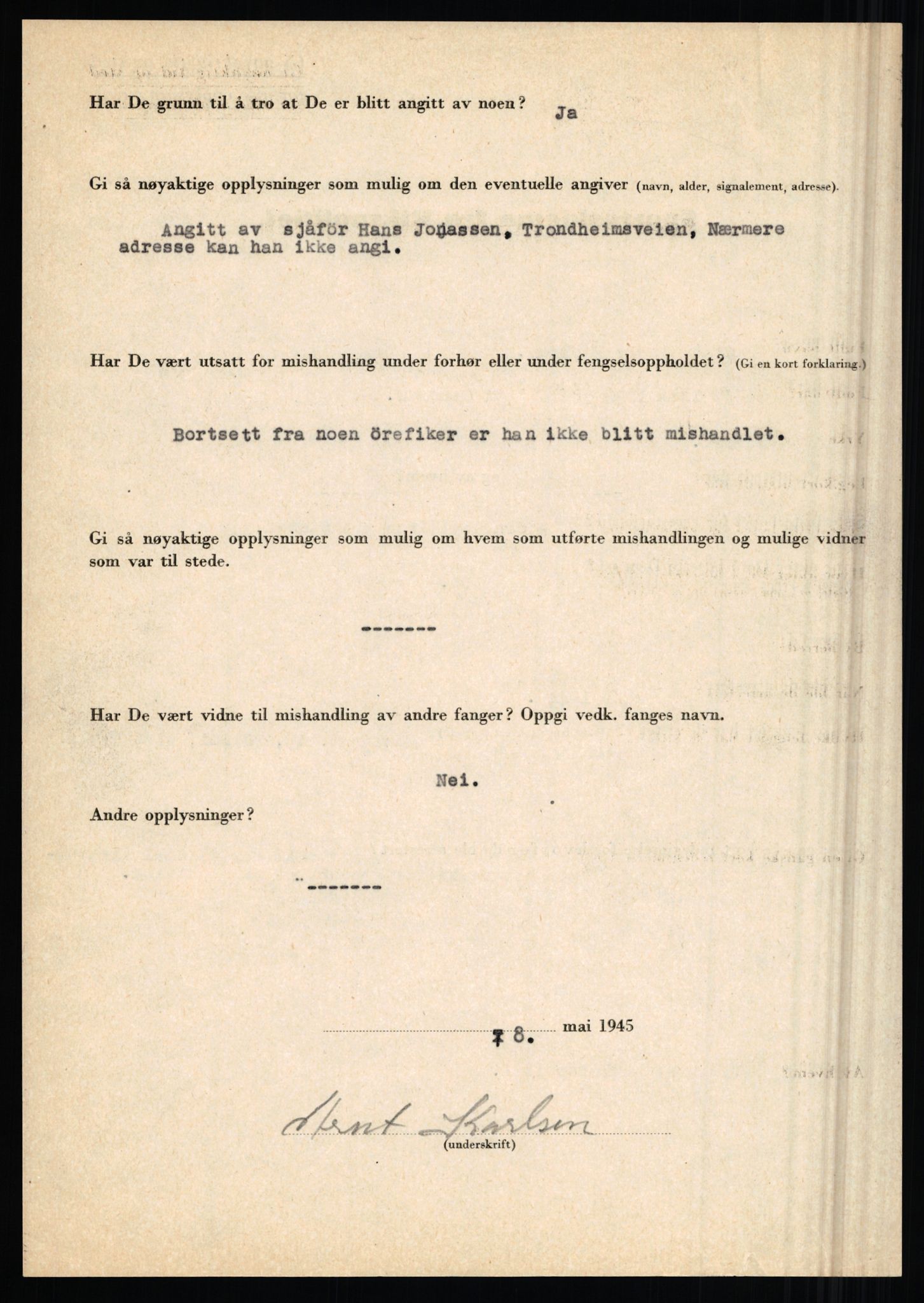 Rikspolitisjefen, AV/RA-S-1560/L/L0009: Karlsen, Aksel Emanuel - Kristiansen, Øivind Vetre, 1940-1945, p. 14