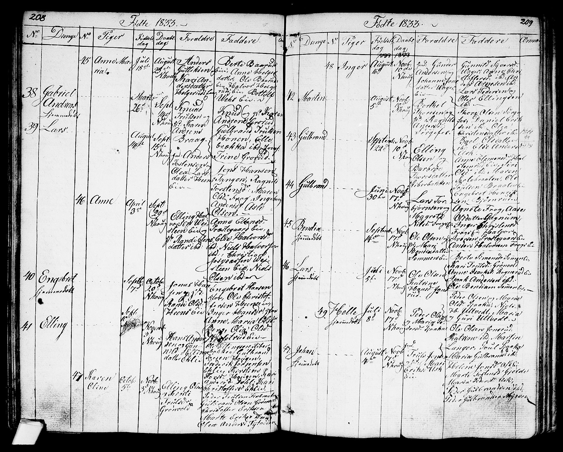 Norderhov kirkebøker, AV/SAKO-A-237/G/Ga/L0004: Parish register (copy) no. I 4, 1824-1849, p. 208-209