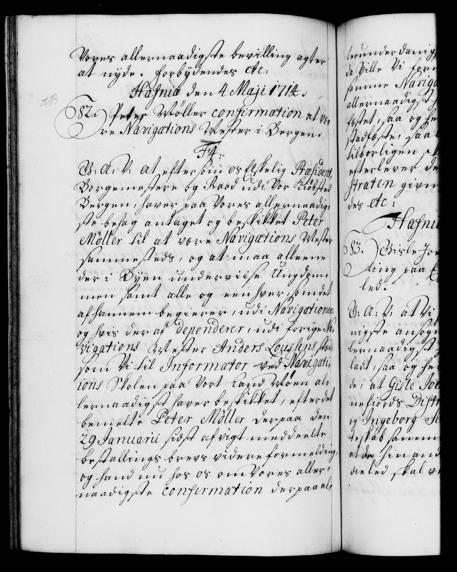 Danske Kanselli 1572-1799, AV/RA-EA-3023/F/Fc/Fca/Fcaa/L0021: Norske registre, 1712-1715, p. 280b