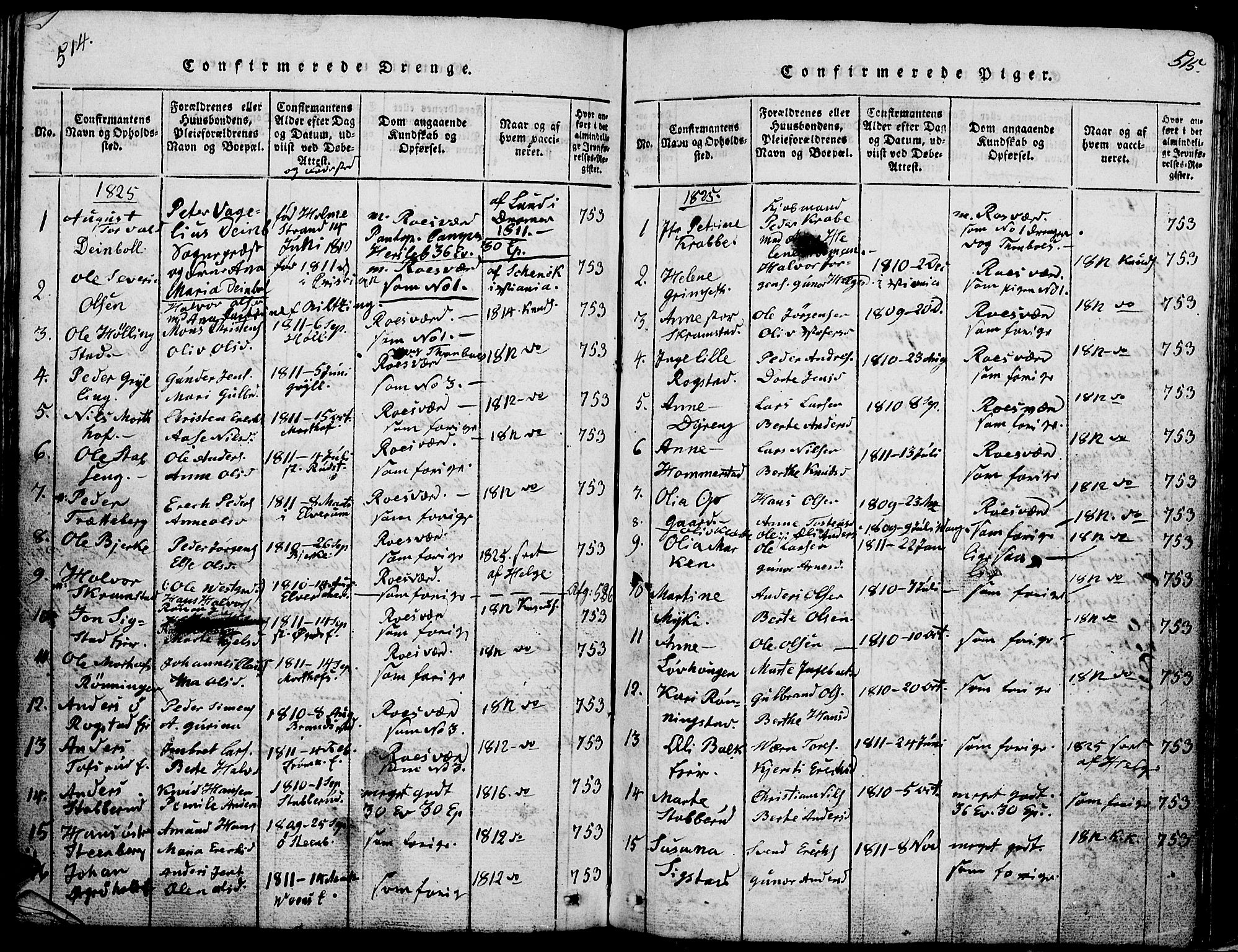 Løten prestekontor, AV/SAH-PREST-022/L/La/L0001: Parish register (copy) no. 1, 1812-1832, p. 514-515