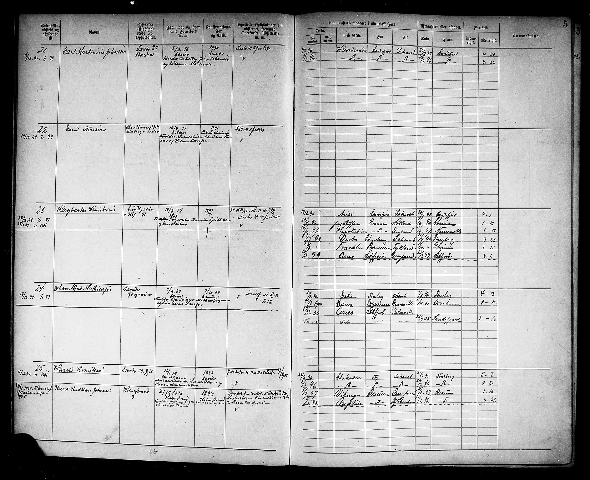 Holmestrand innrulleringskontor, AV/SAKO-A-1151/F/Fb/L0002: Annotasjonsrulle, 1894-1911, p. 8